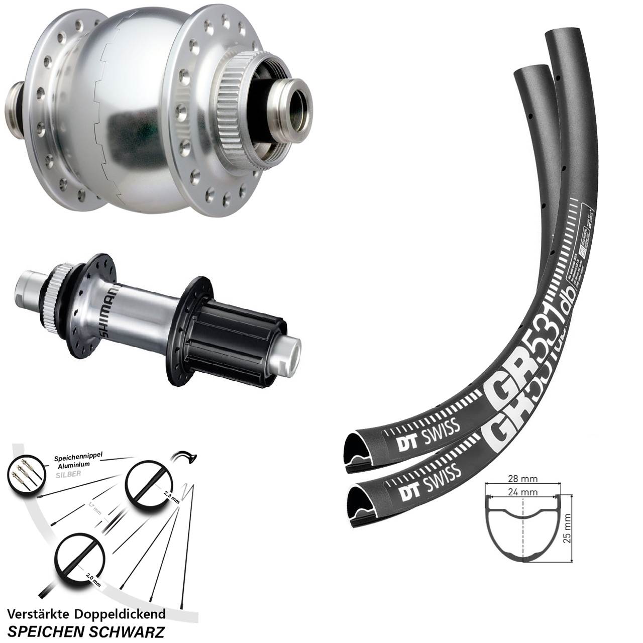 Disc Laufrad-Satz 27,5 Zoll DT Swiss GR531 SON delux Shimano GRX 8-12 fach 12x100/142