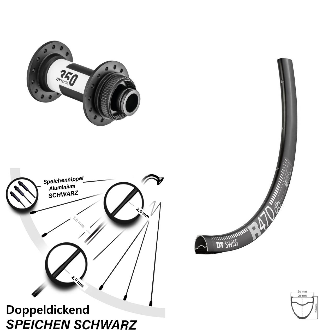 DT Swiss R470-350 Disc Vorderrad 28 Zoll 15x100 mm Road