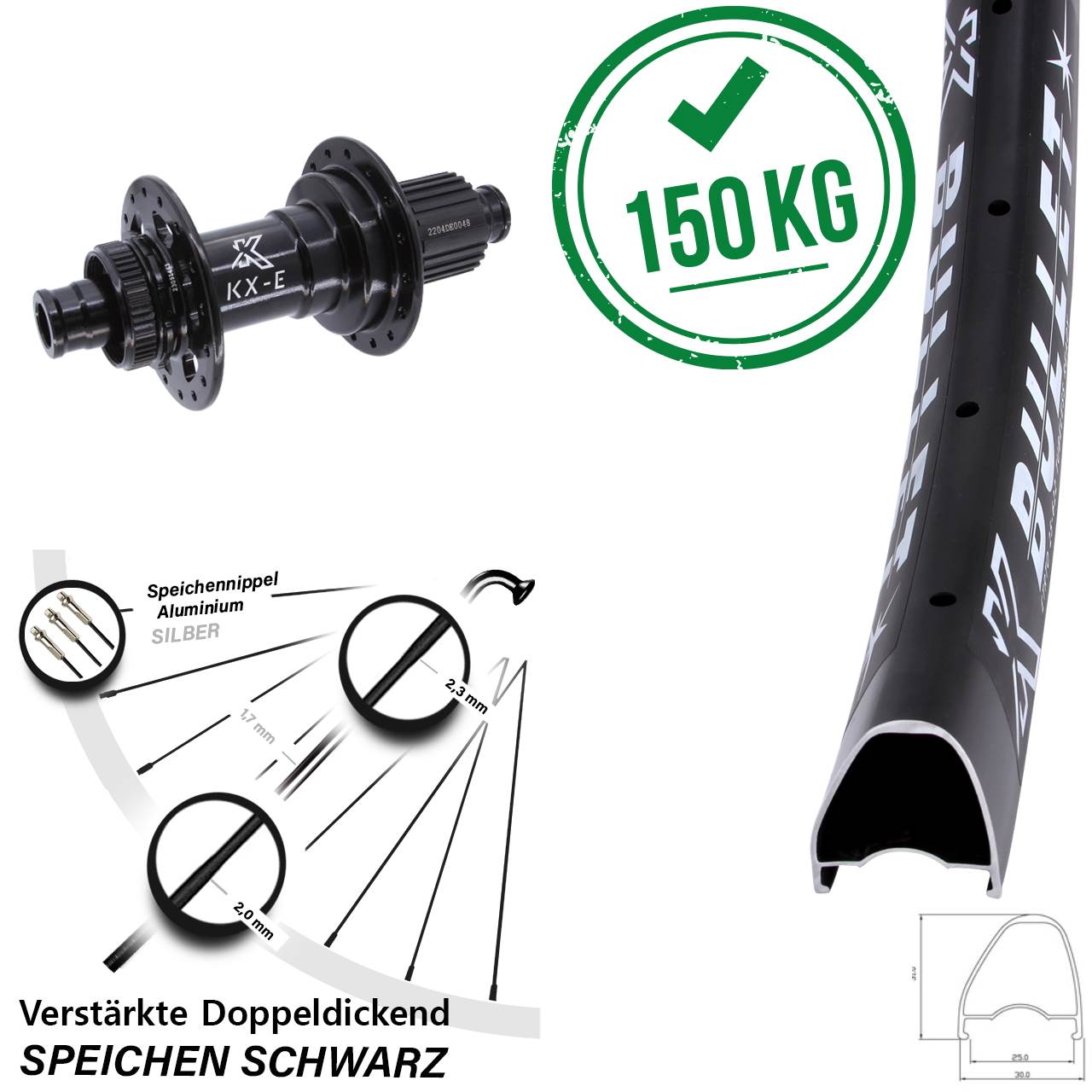 Disc Hinterrad 12x148 28-29 Zoll KX-E Bullet OS Micro Spline