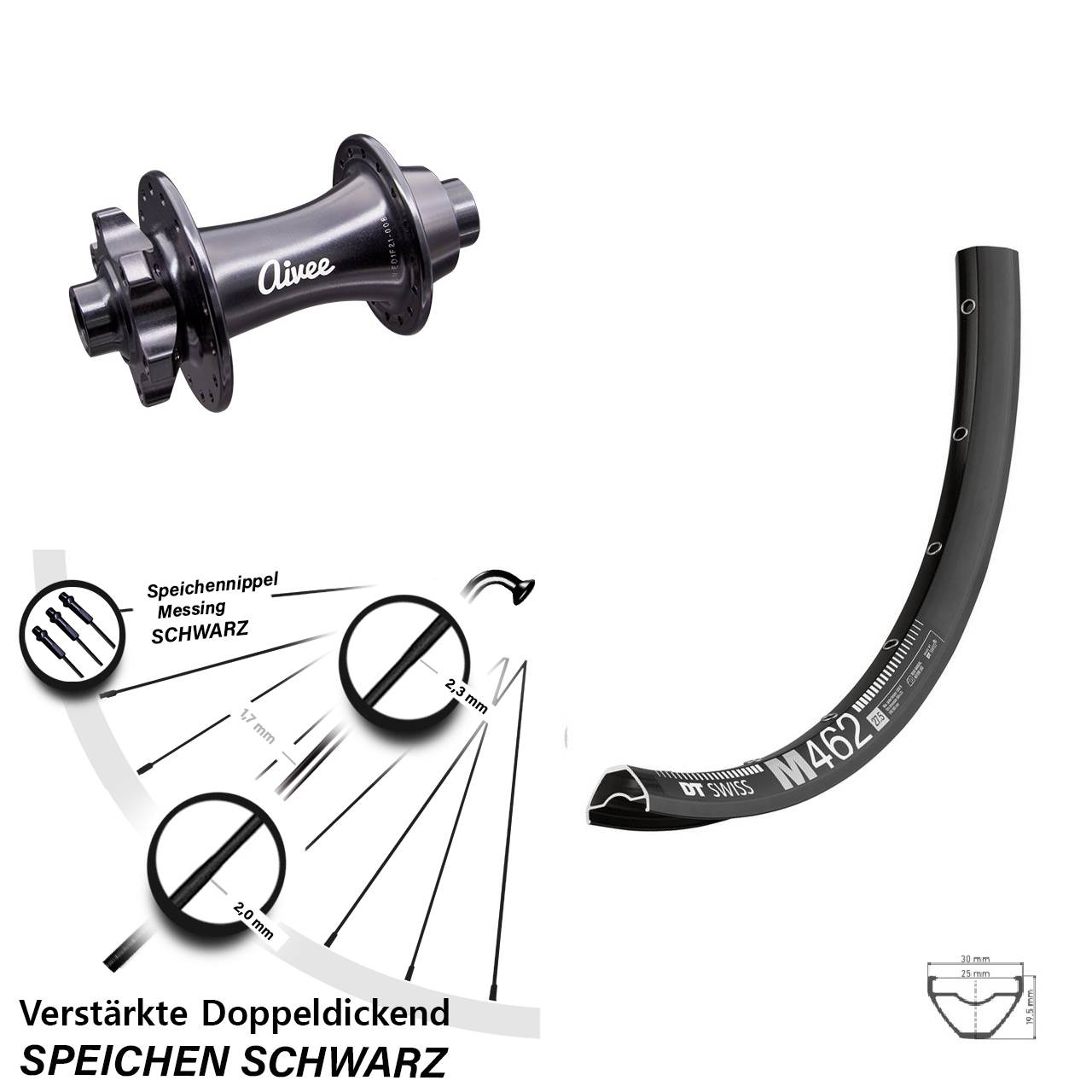 Disc Laufrad 650B DT Swiss M462 Aivee Classic 15x110 Boost