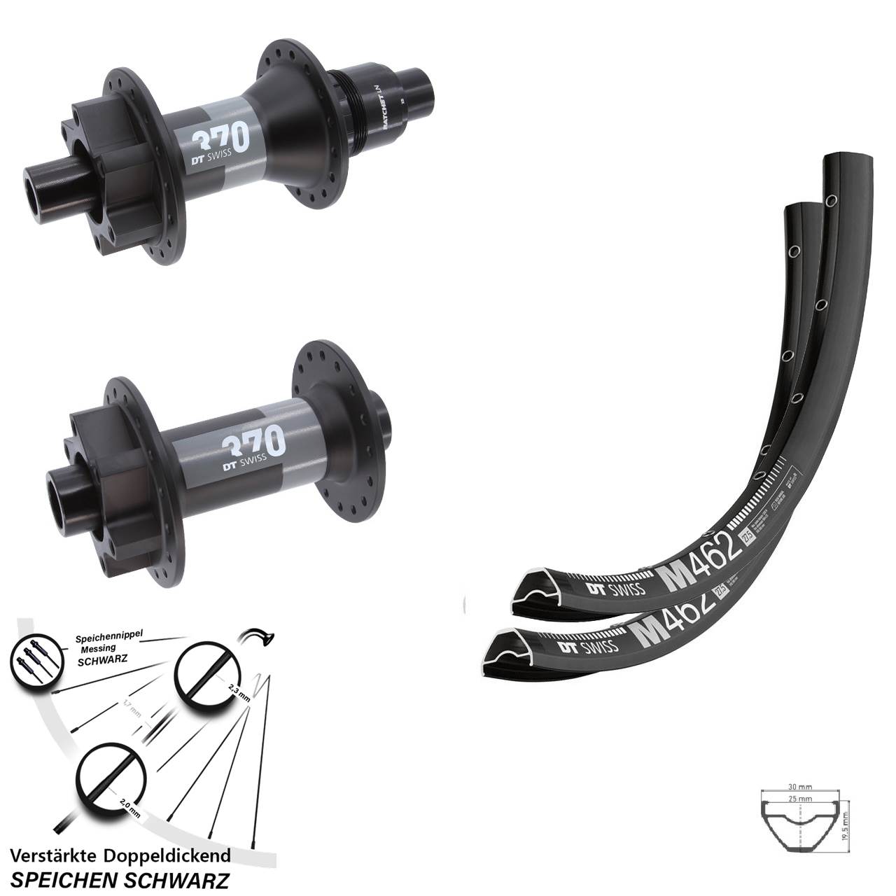 Laufradsatz 6-Loch 15x110 12x148 27,5 Zoll DT Swiss M 462-370 XD 11-12 fach