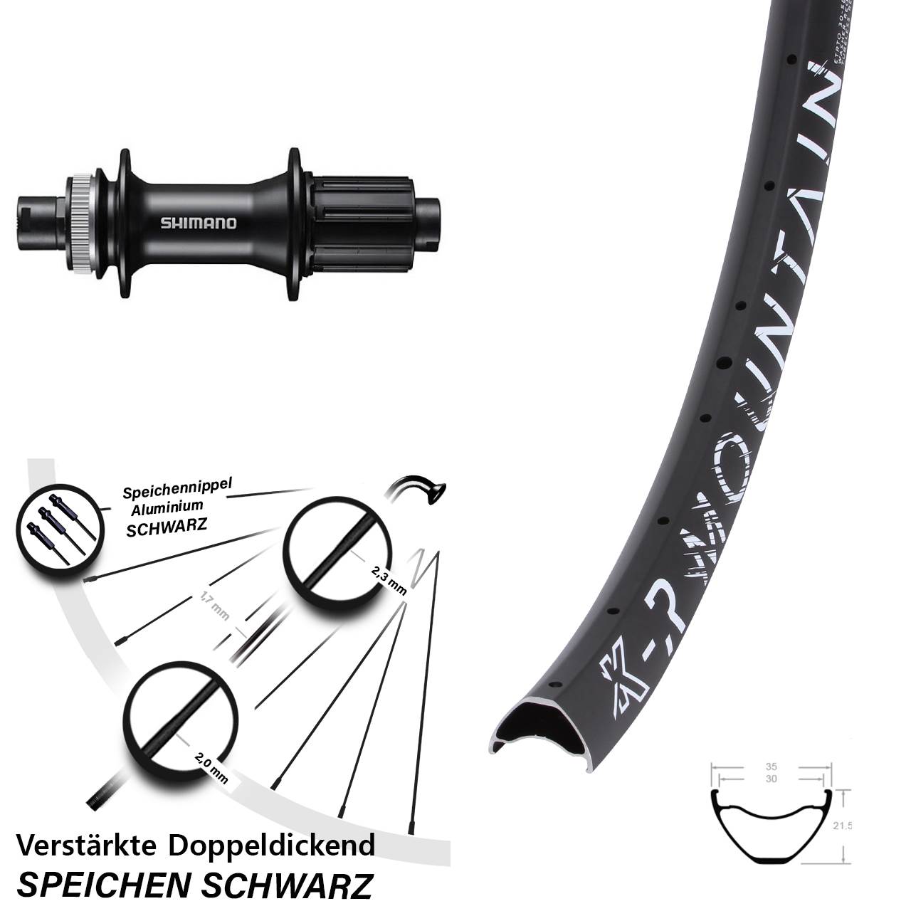 Disc Laufrad 12x142 29 Zoll KX-R Mountain Shimano FH-MT400 8-11 fach HG