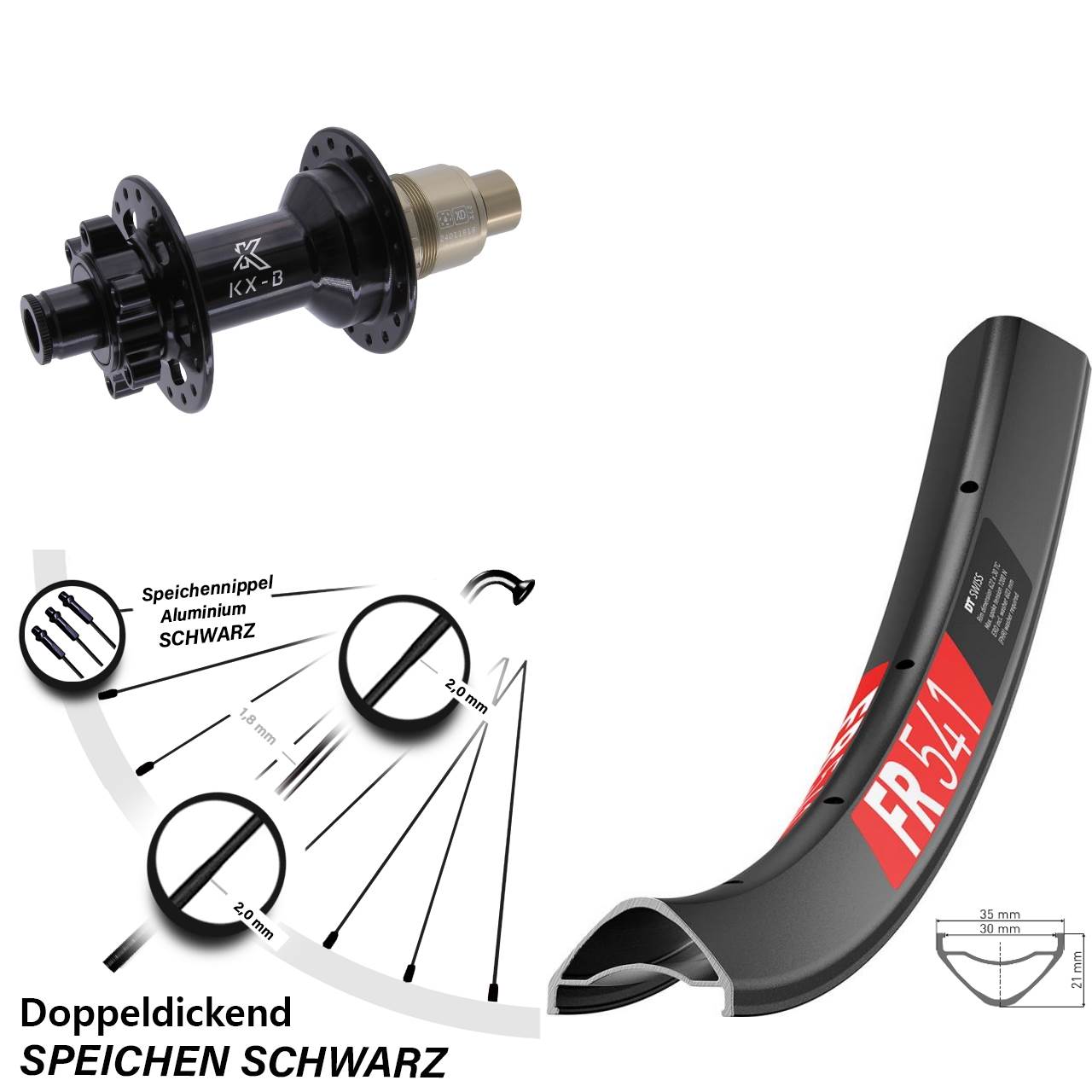 Hinterrad 27,5 Zoll DT Swiss FR 541 KX-B 6-Loch XD 12x148