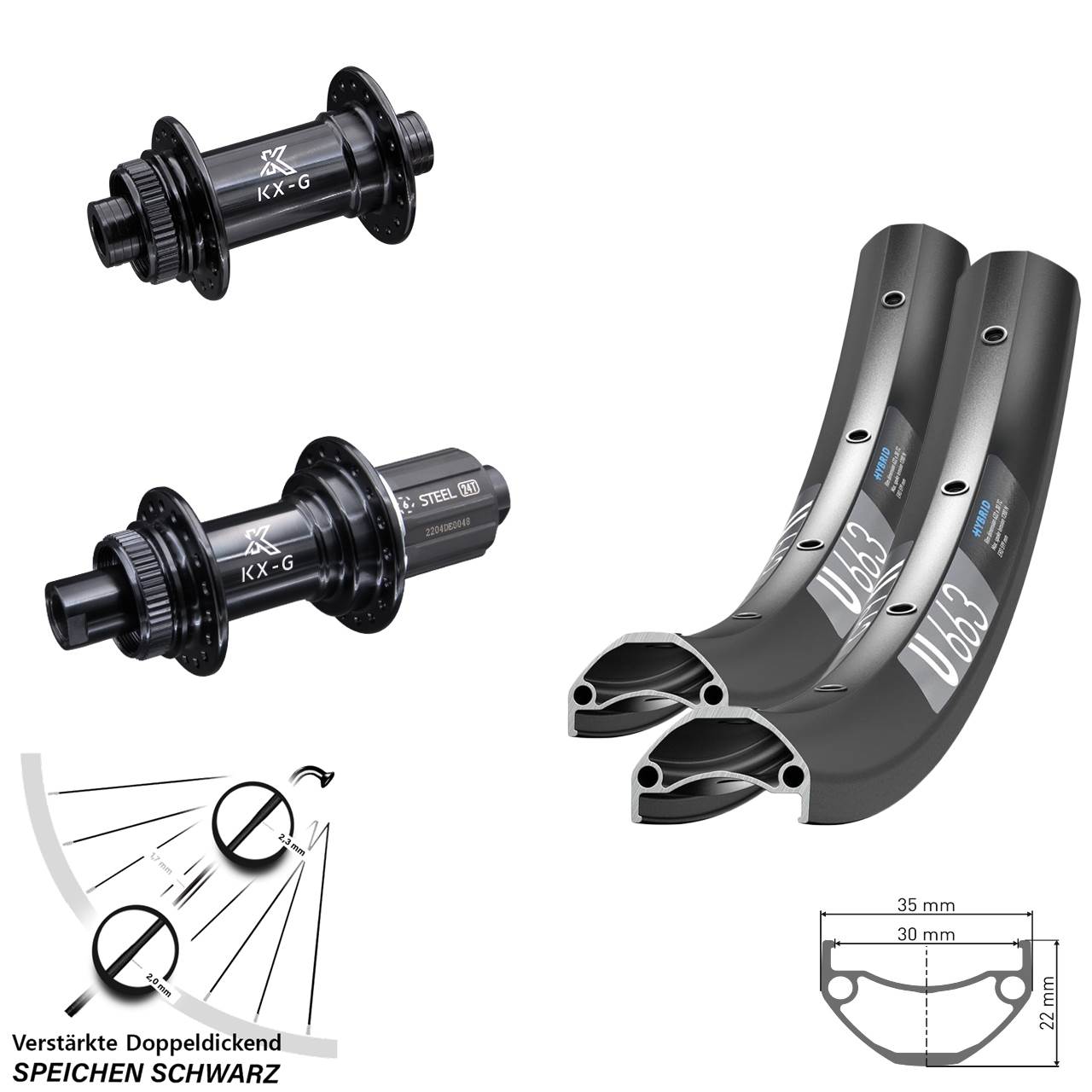 Laufradsatz Centerlock 15x100 12x142 29 Zoll DT Swiss U663 KX-GS verstärkt 8-12 fach HG