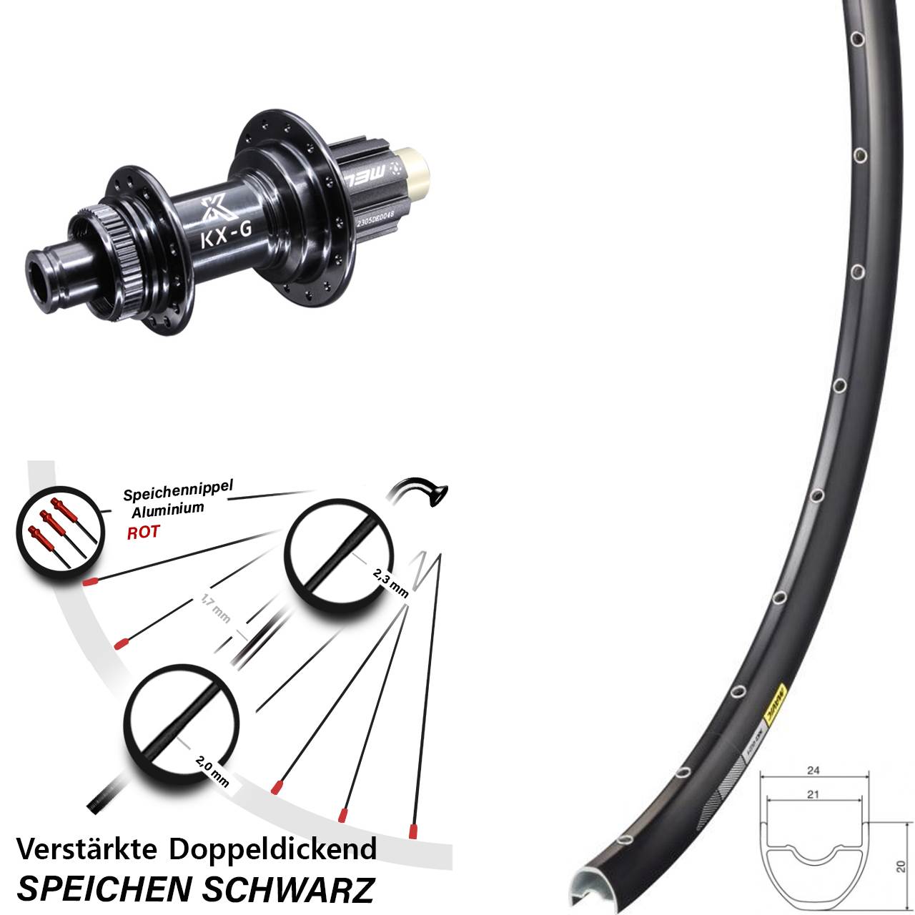 Hinterrad 29 Zoll Mavic XC621 KX-G Centerlock Campagnolo N3W schwarz 12x142