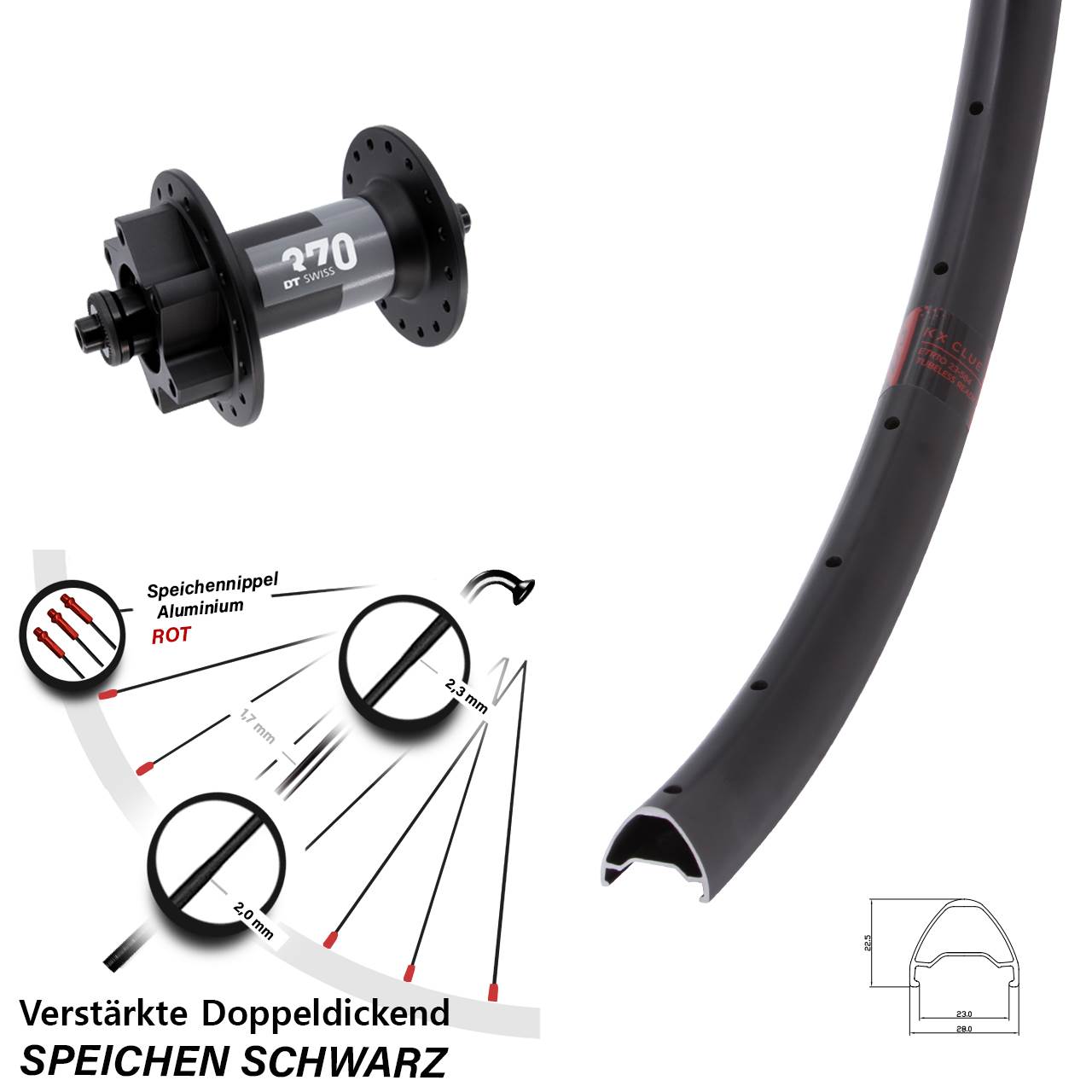 KX Clue DT Swiss 370 29 Zoll Disc Vorderrad für Schnellspanner