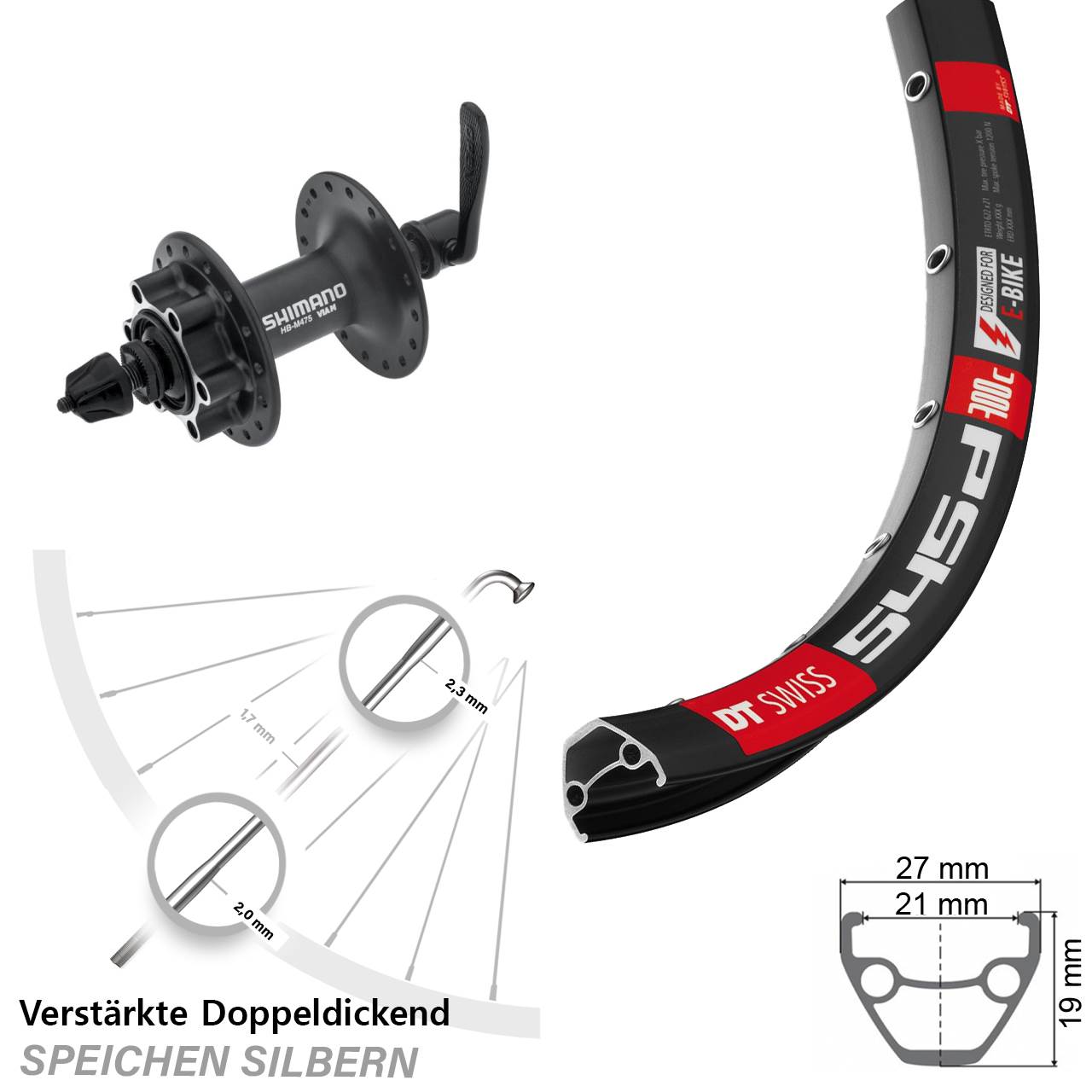 6-Loch Vorderrad 28 Zoll DT Swiss 545 Shimano Alivio für Schnellspanner