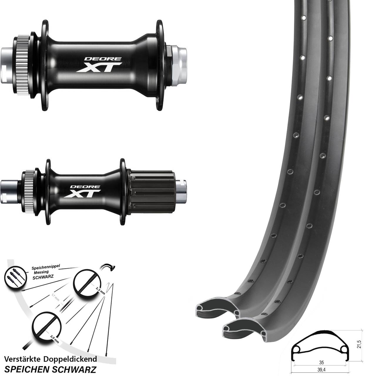 Ambrosio E35 Shimano FH-M8010-B HB-M8010-B 27,5 Zoll Disc Laufradsatz 15x110 12x148 Boost 8-11 fach HG