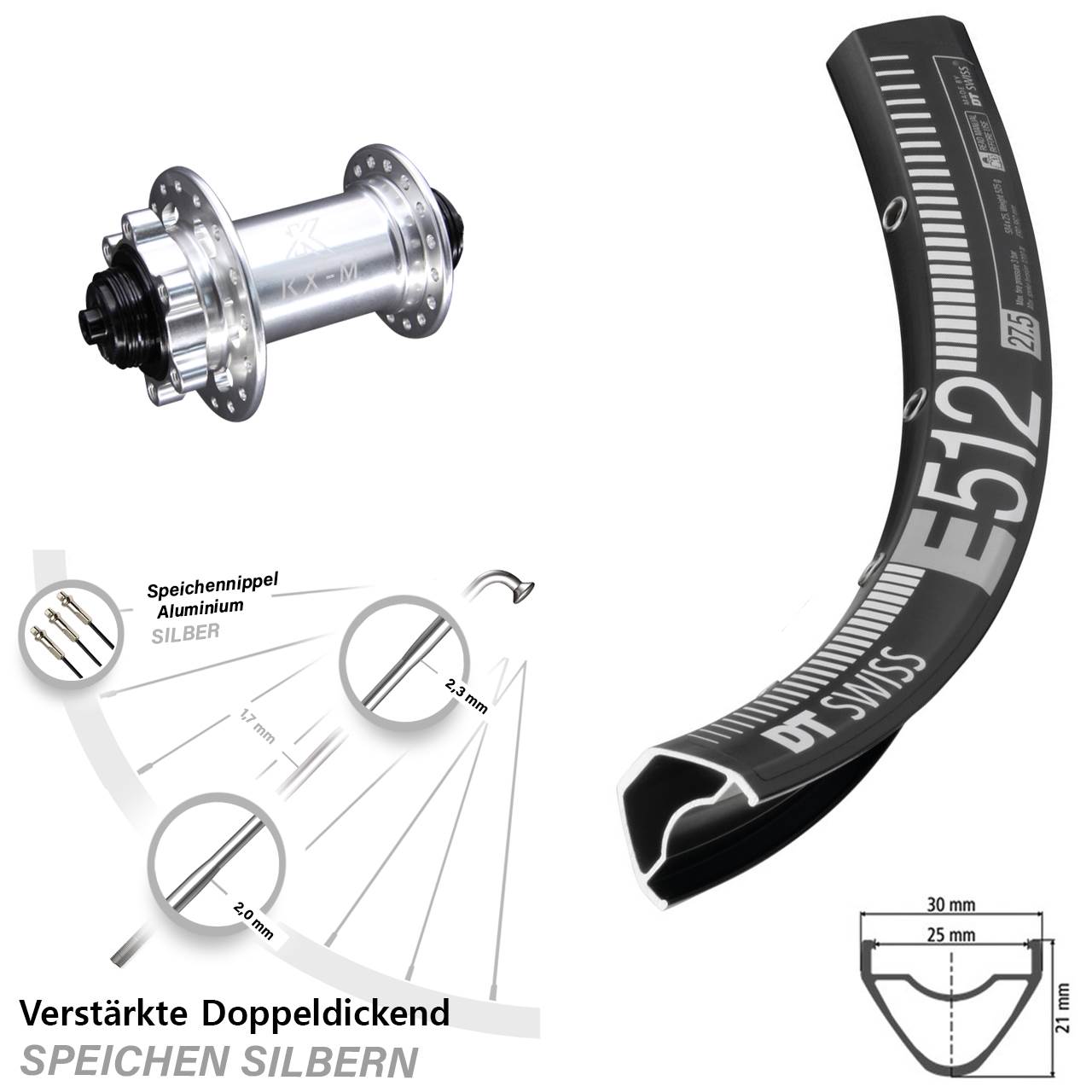 DT Swiss E 512 KX-M 29 Zoll Vorderrad 6-Loch QR