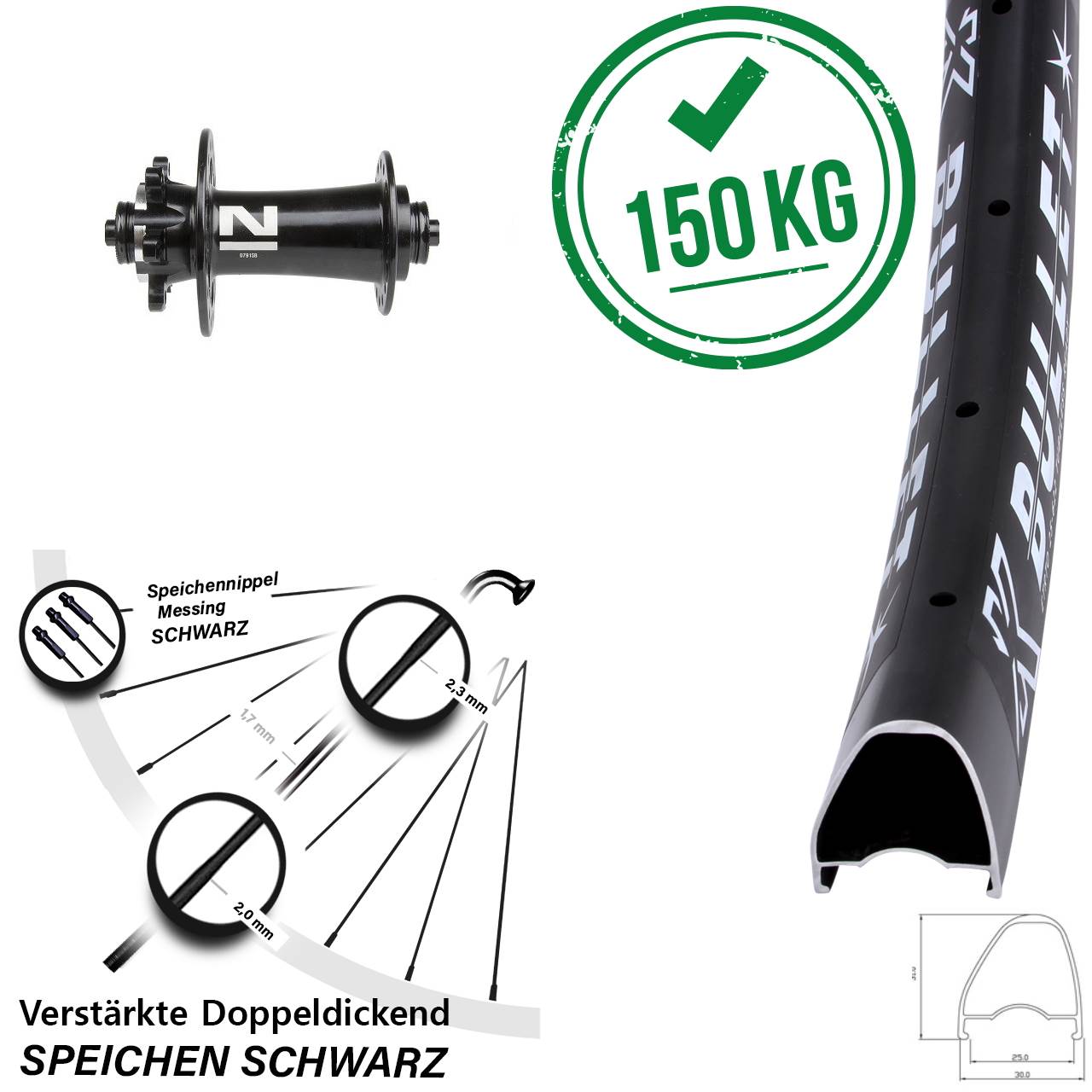 29 Zoll KX Bullet OS Novatec D791 Vorderrad 6-Loch QR