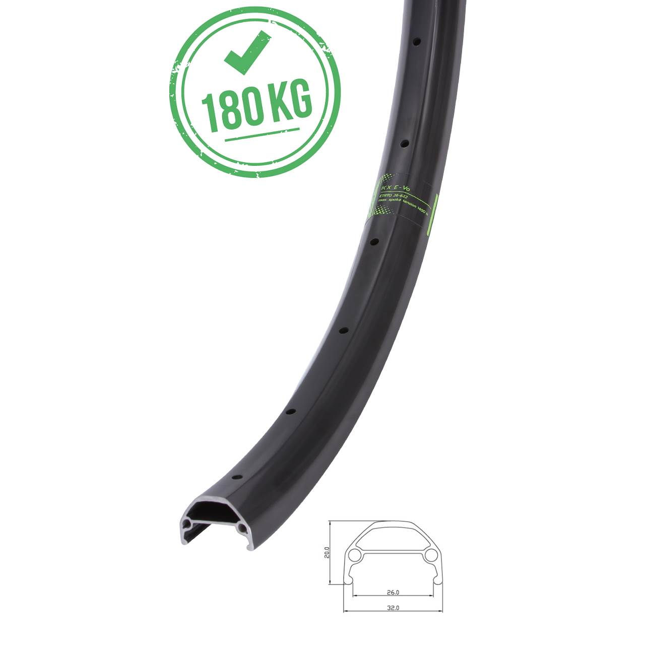 KX Evo extra stabile Lastenrad Felge 20 Zoll Disc schwarz