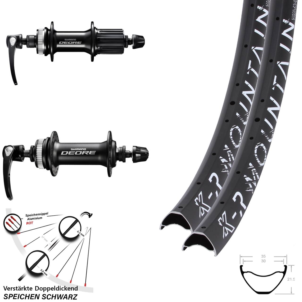 KX-R Mountain Shimano Deore 27,5 Zoll Disc Laufrad-Satz für Schnellspanner 8-11 fach HG