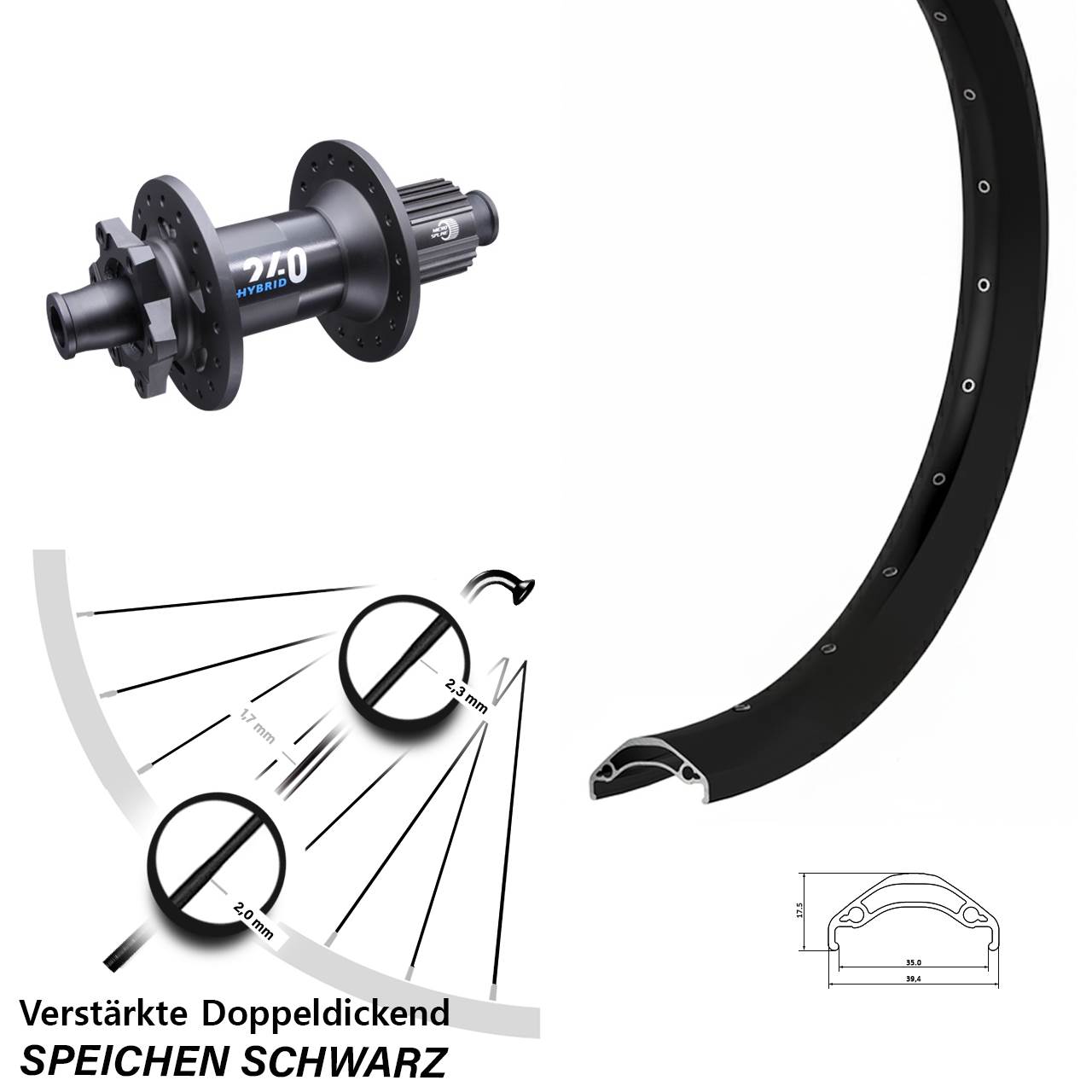 Ryde Disc 35 DT Swiss 240 Hybrid 29 Zoll 6-Loch Hinterrad 12x148 Shimano Micro Spline