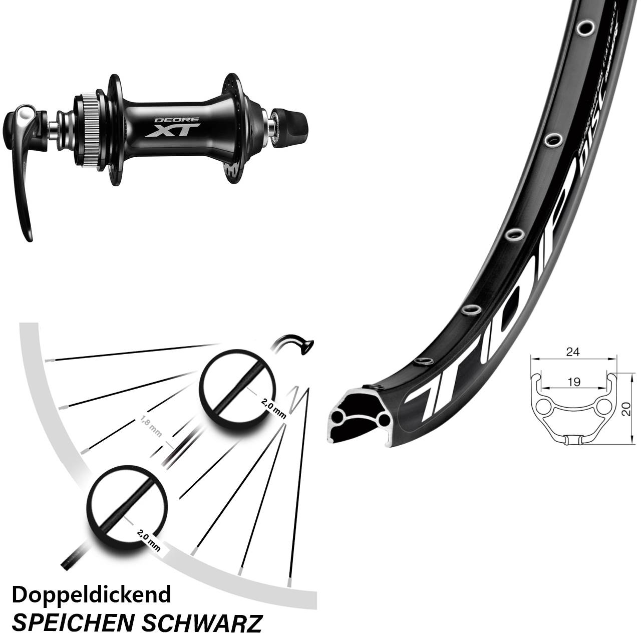 Shimano Deore XT Centerlock Remerx Disc Vorderrad 28-29 Zoll Schnellspanner