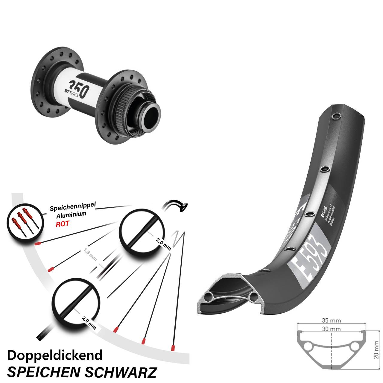 Vorderrad Centerlock 15x100 29 Zoll DT Swiss E 593 350