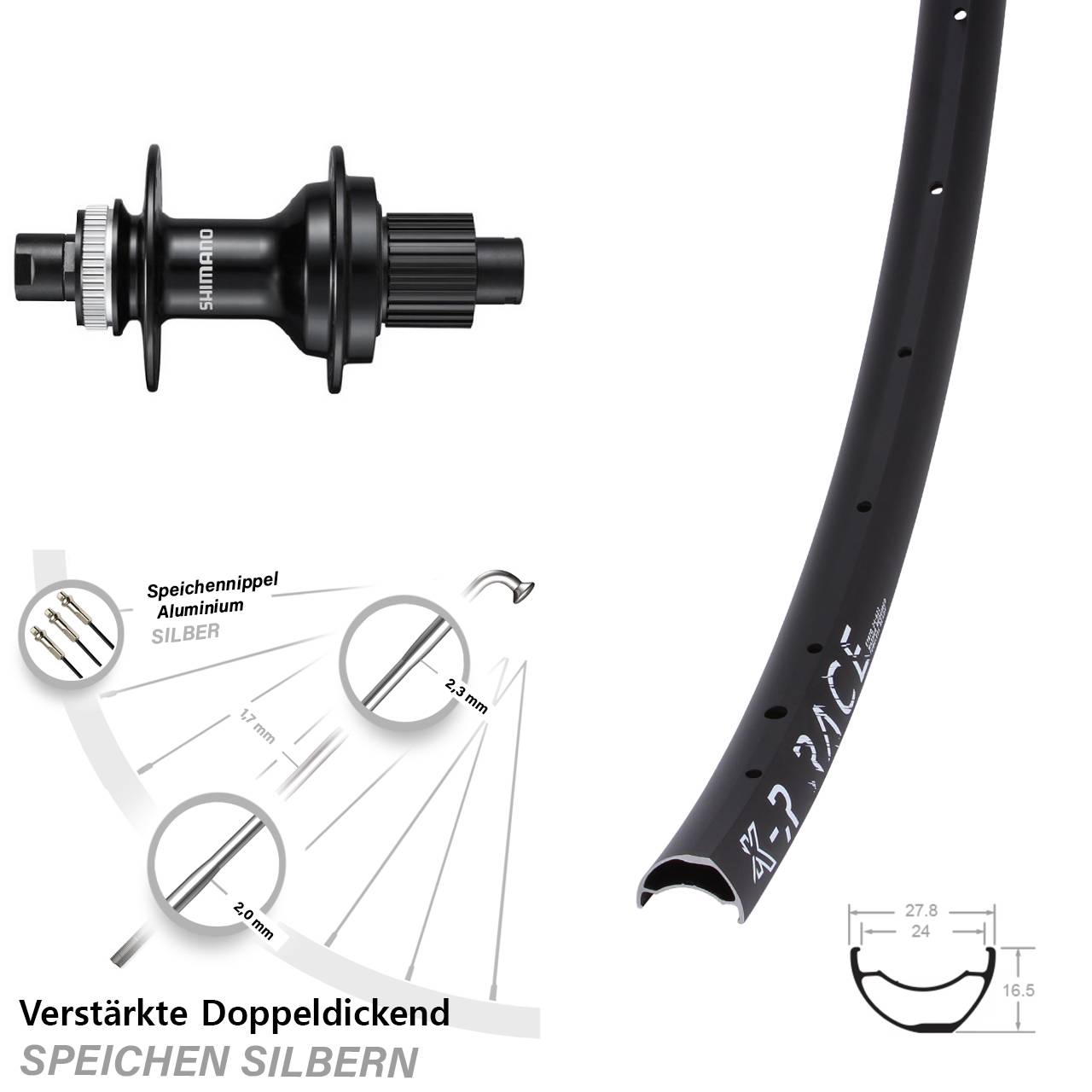 29 Zoll KX-R Race Shimano FH-MT510 Disc Laufrad 12x142 Micro Spline
