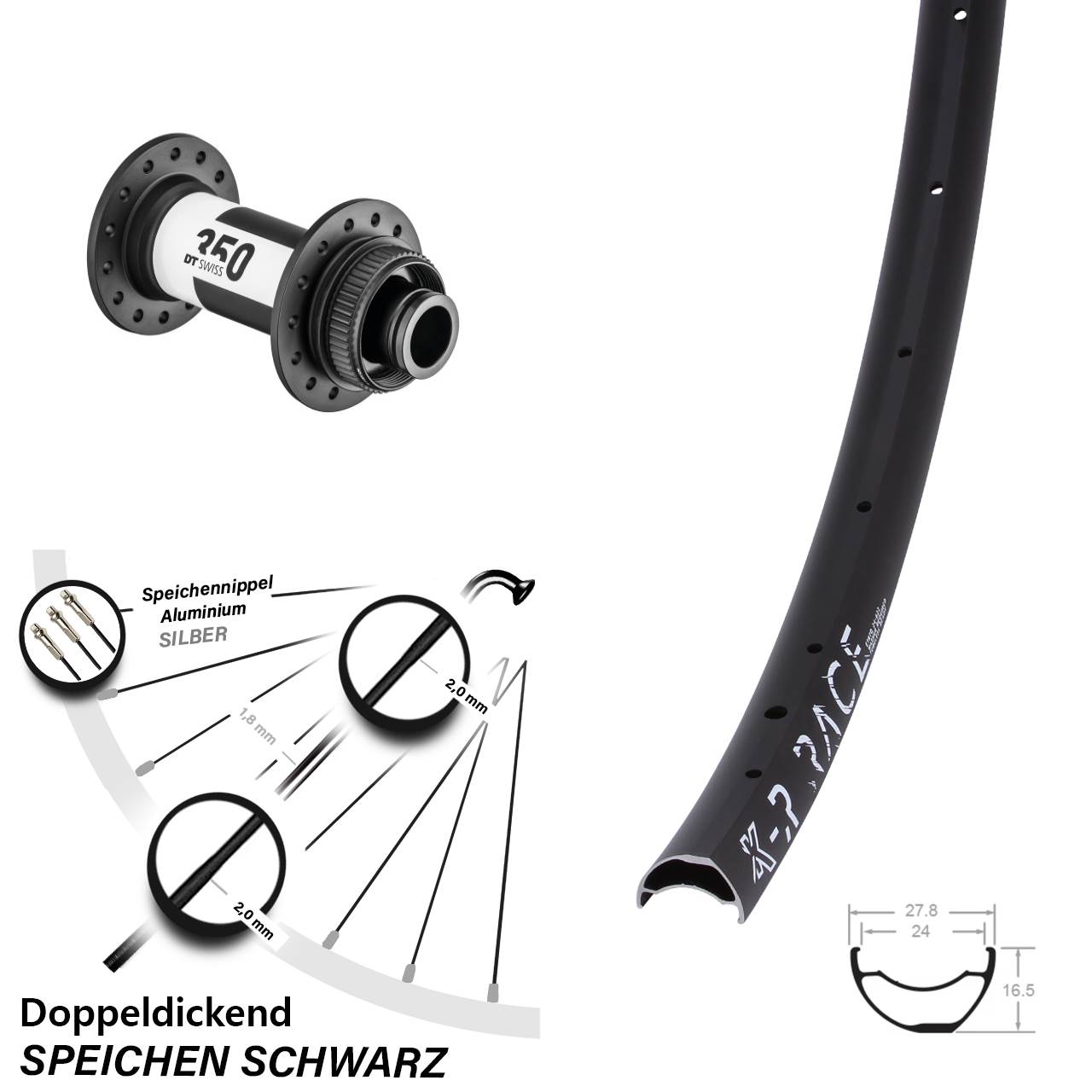 KX-R Race DT Swiss 350 28 Zoll Disc Laufrad 15x100