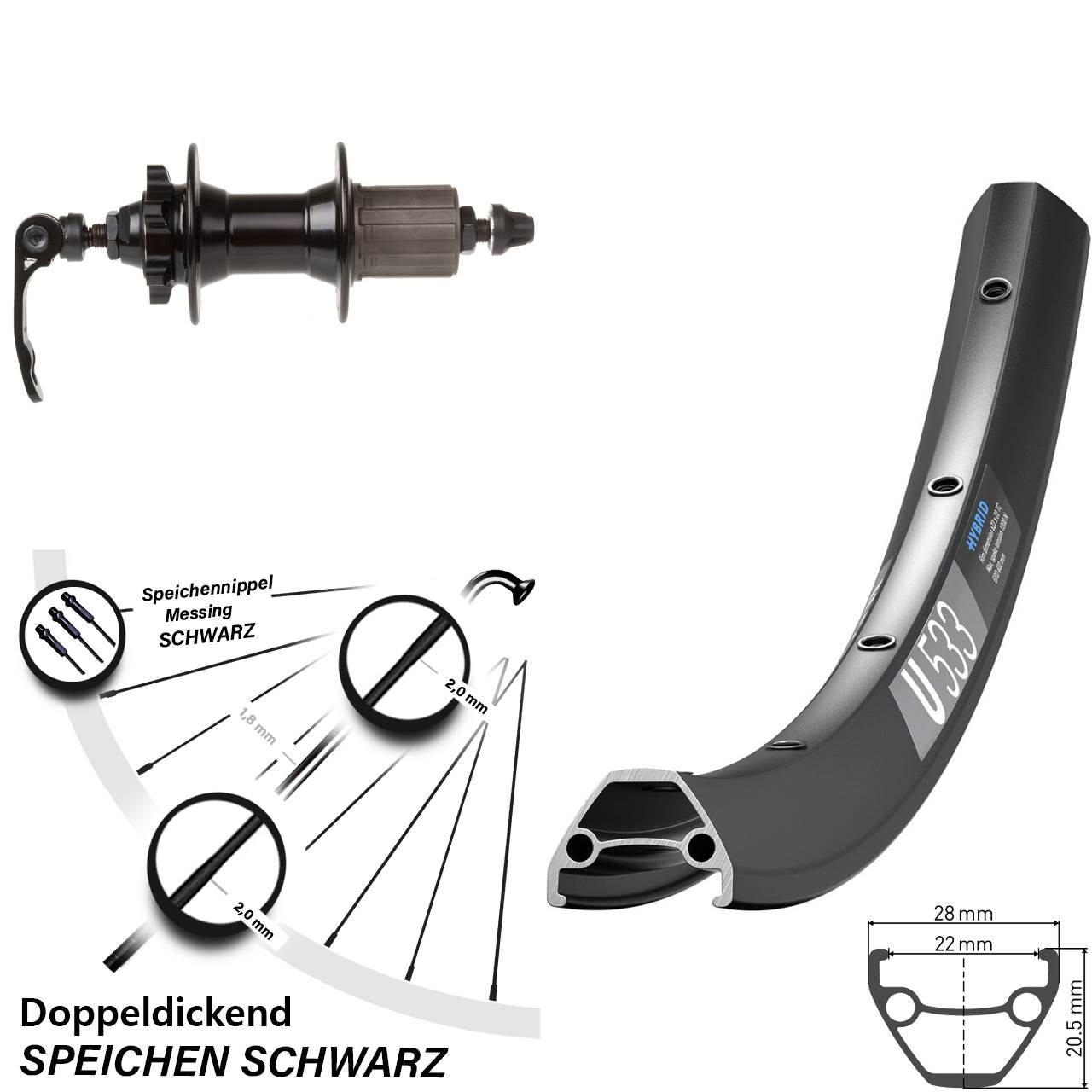 Disc Hinterrad 27,5 Zoll DT Swiss U533 Novatec 8-11 fach QR