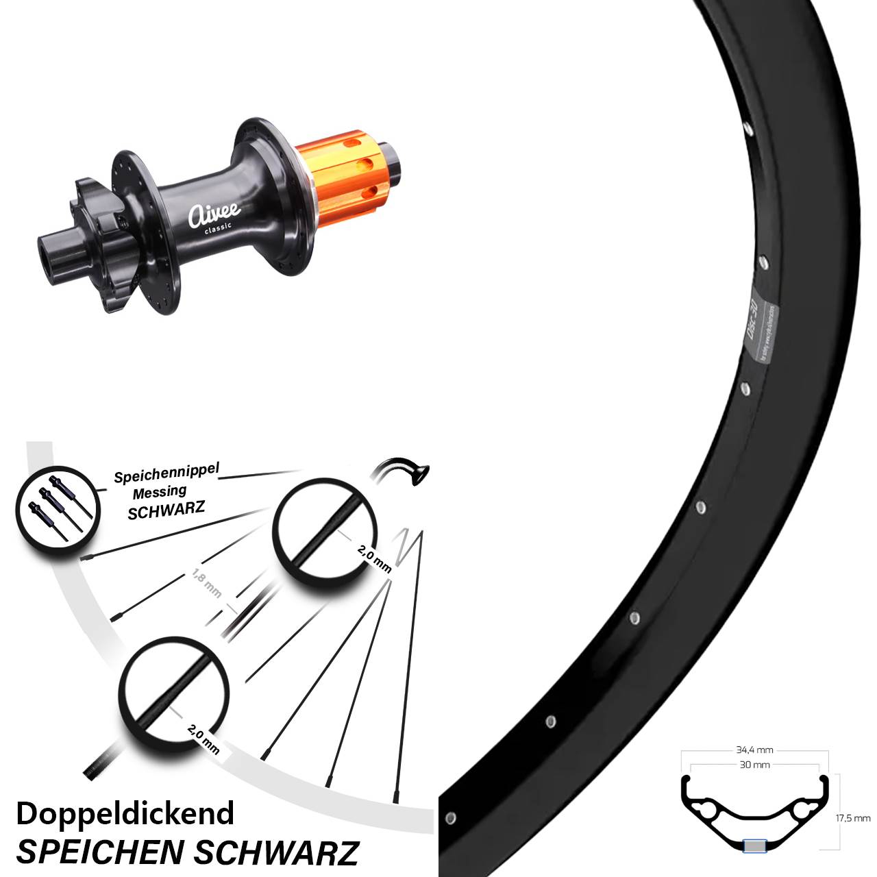 Ryde Disc 30 Aivee 29 Zoll 6-Loch Hinterrad 12x148 8-12 fach