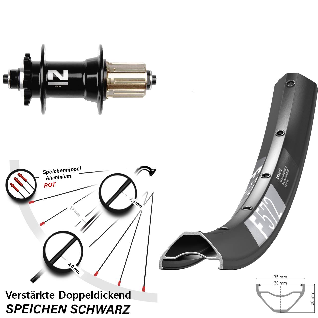 Hinterrad 6-Loch 29 Zoll DT Swiss F 572 Novatec D042 8-11 fach HG für Schnellspanner