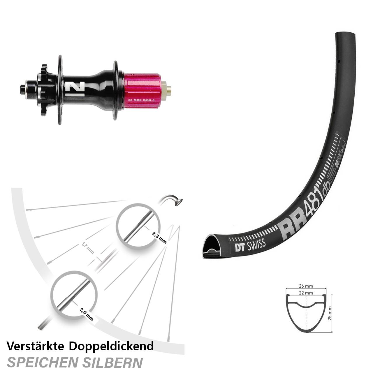 Disc Laufrad 28 Zoll DT Swiss RR481 Novatec Superlight 8-12 fach QR