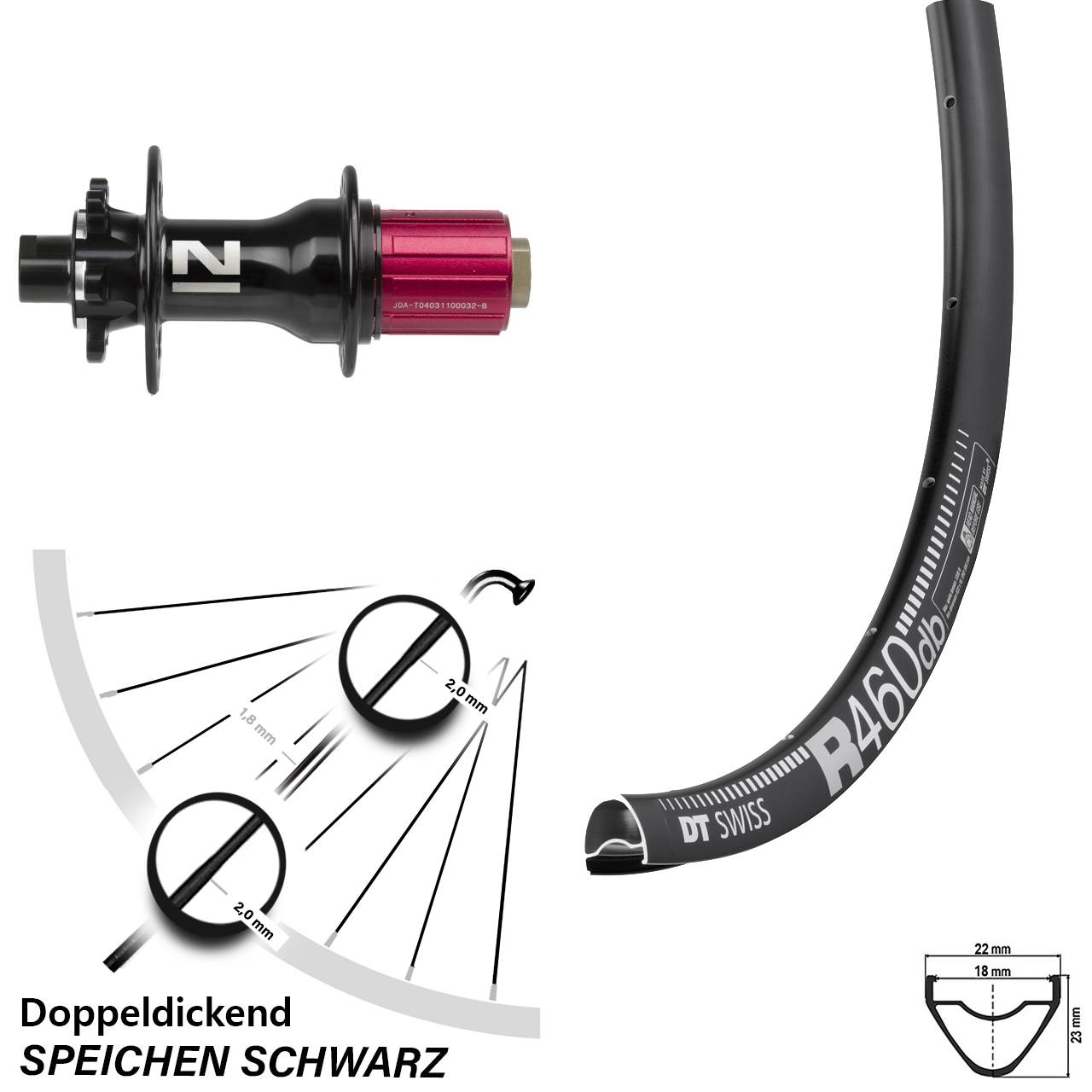 28 Zoll Hinterrad Novatec D792 DT Swiss R 460 Disc 6-Loch Steckachse 11-fach