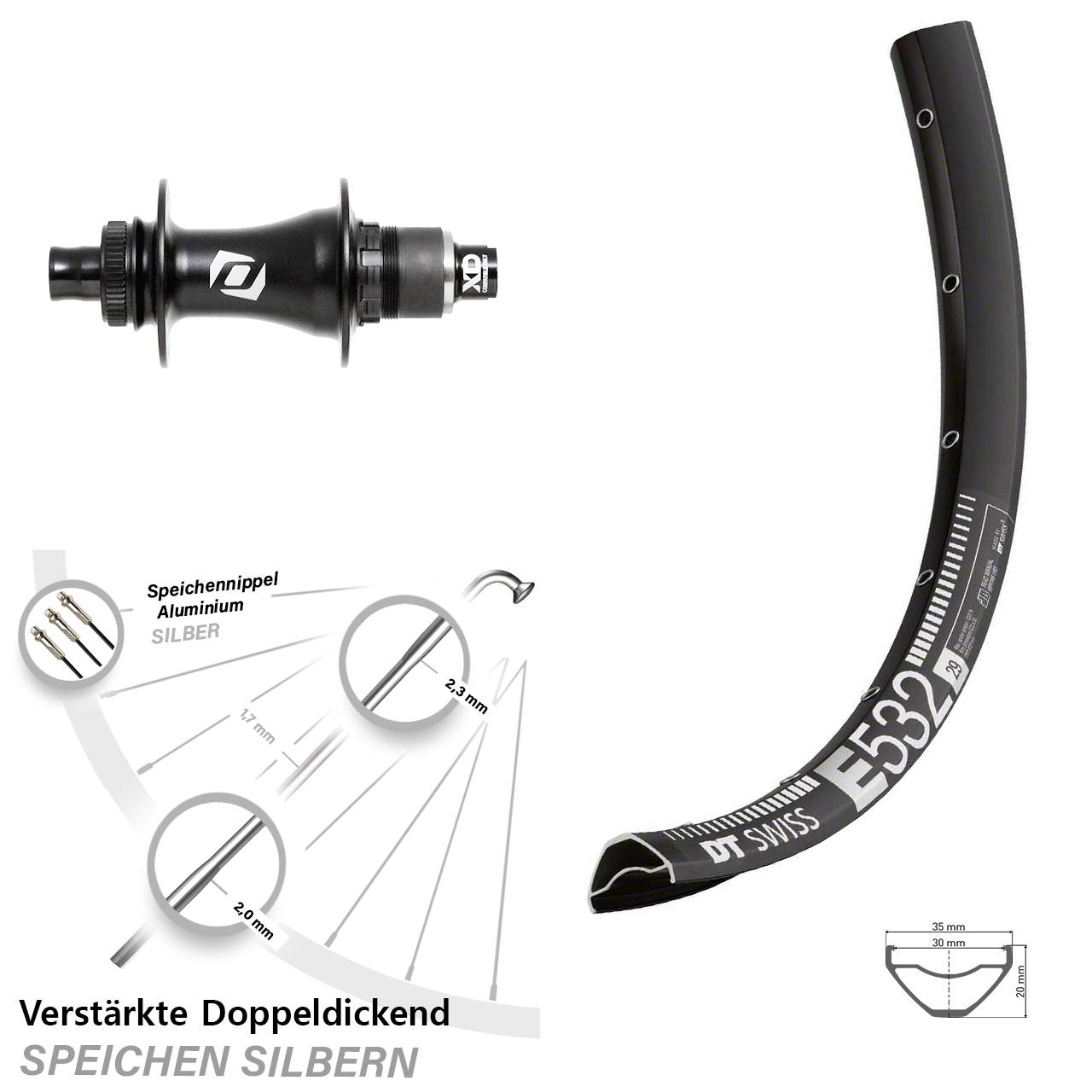 DT Swiss E 532 Syncros SRAM XD Boost 29 Zoll Hinterrad Centerlock 12x148