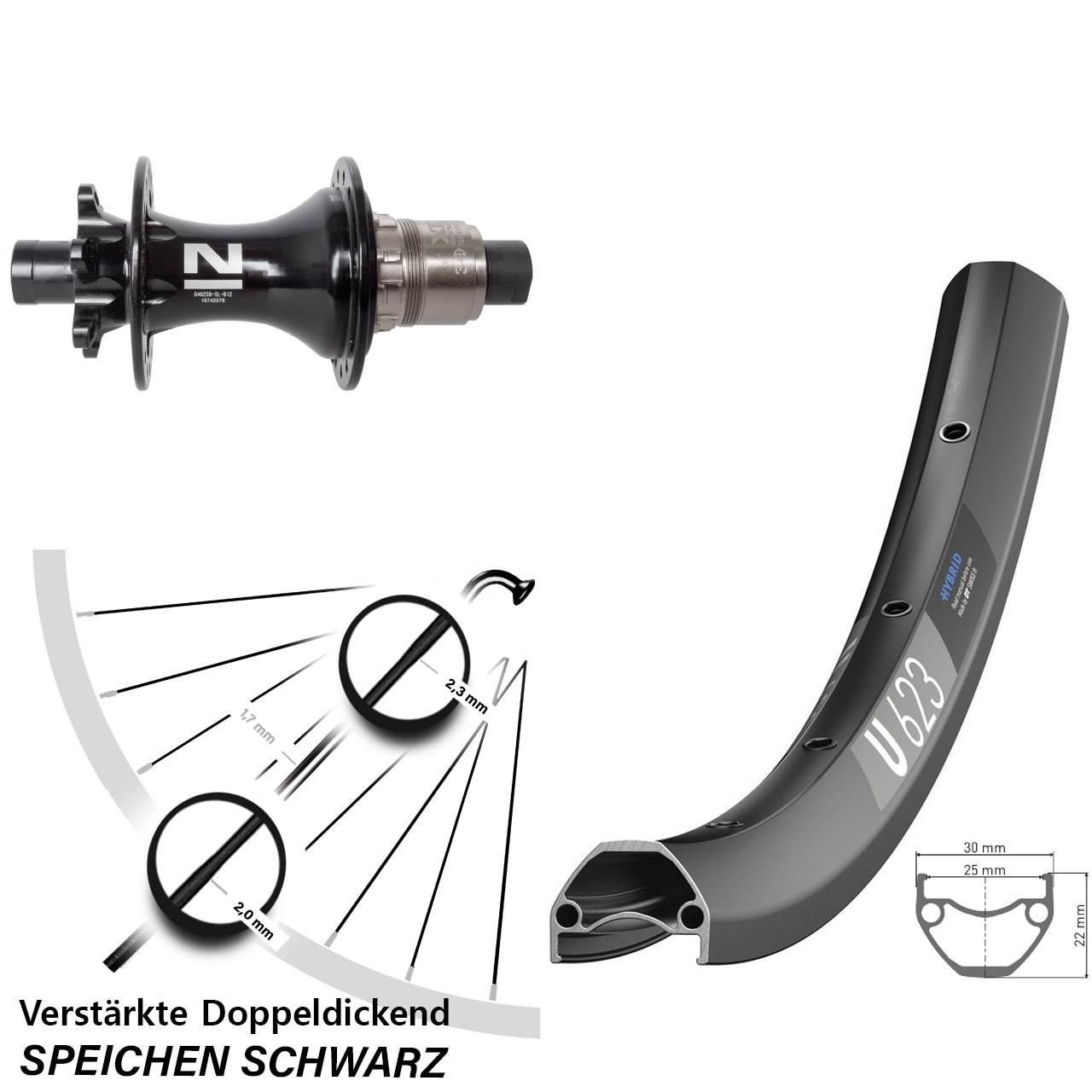 Hinterrad 6-Loch 12x148 28-29 Zoll DT Swiss U623 Novatec D462SB SRAM XD
