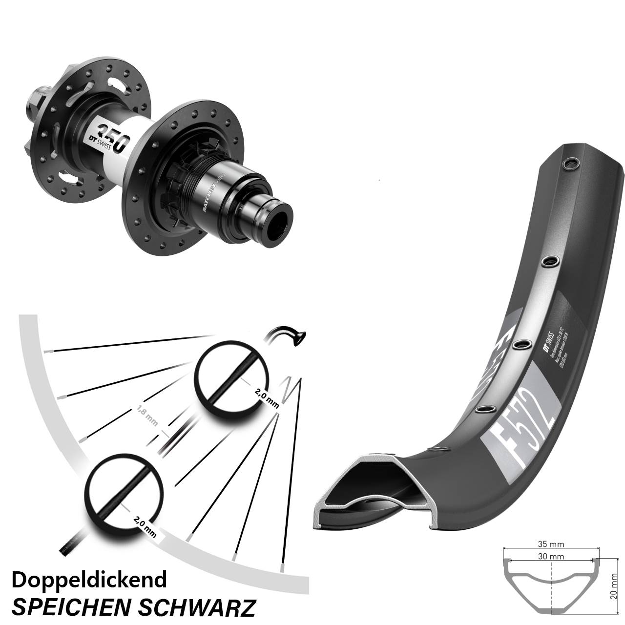 Disc Hinterrad 29 Zoll DT Swiss F572-350 DEG72 SRAM XD 12x148