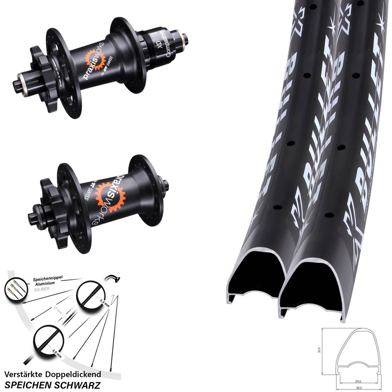 Laufradsatz 6-Loch QR 28-29 Zoll KX Bullet OS DT Swiss 350 XD 11-12 fach