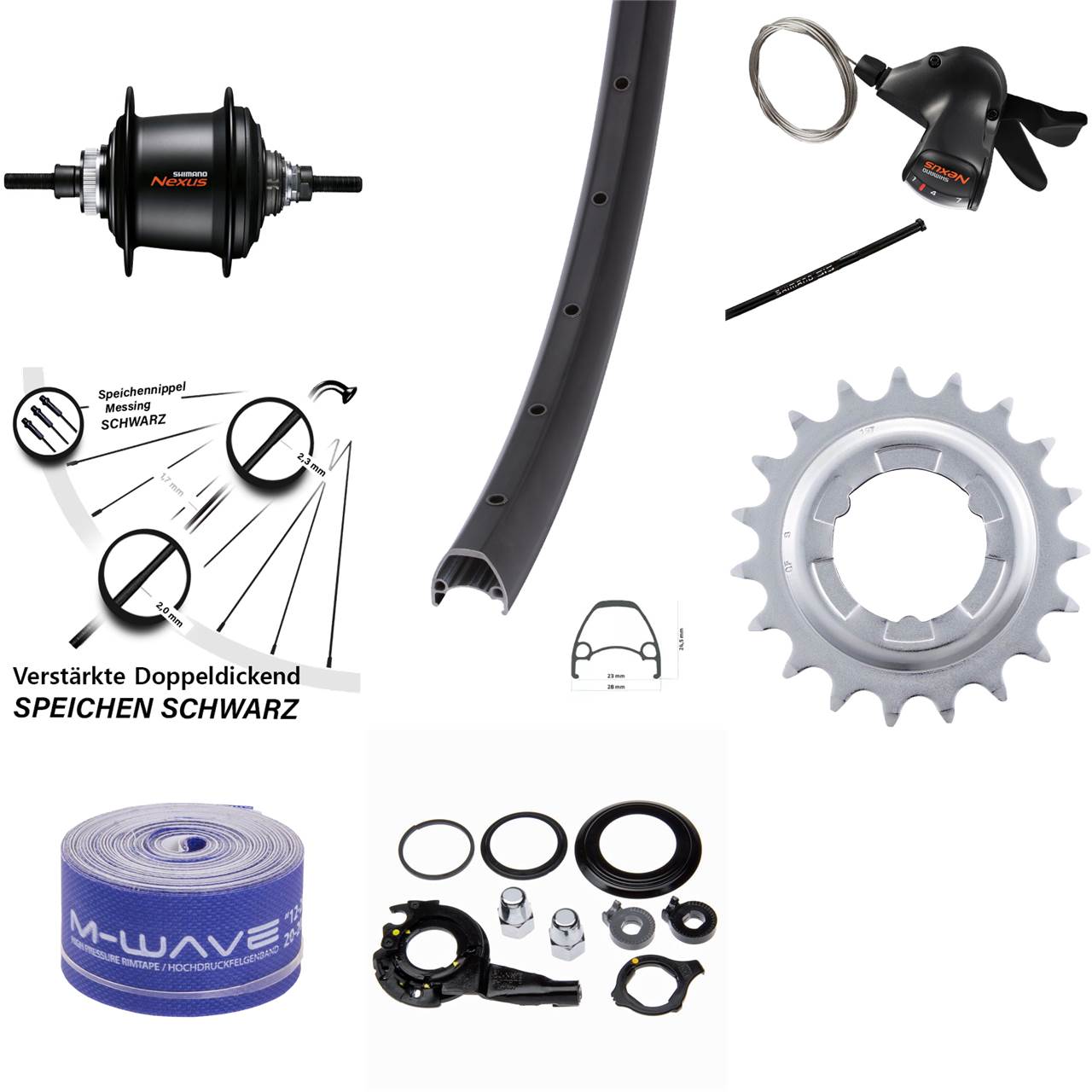 28 Zoll Hinterrad Ambrosio Sport Shimano Nexus 7 Gang Centerlock