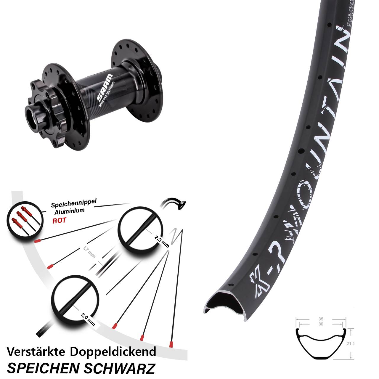 Disc Laufrad 27,5 Zoll KX-R Mountain Sram 716 15x110 Boost