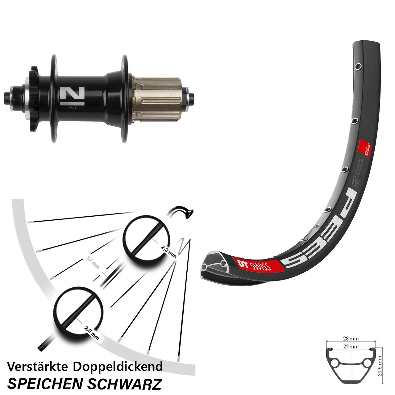 Disc Hinterrad für Schnellspanner 27,5 Zoll DT Swiss 533 D Novatec D042 8-11 fach HG