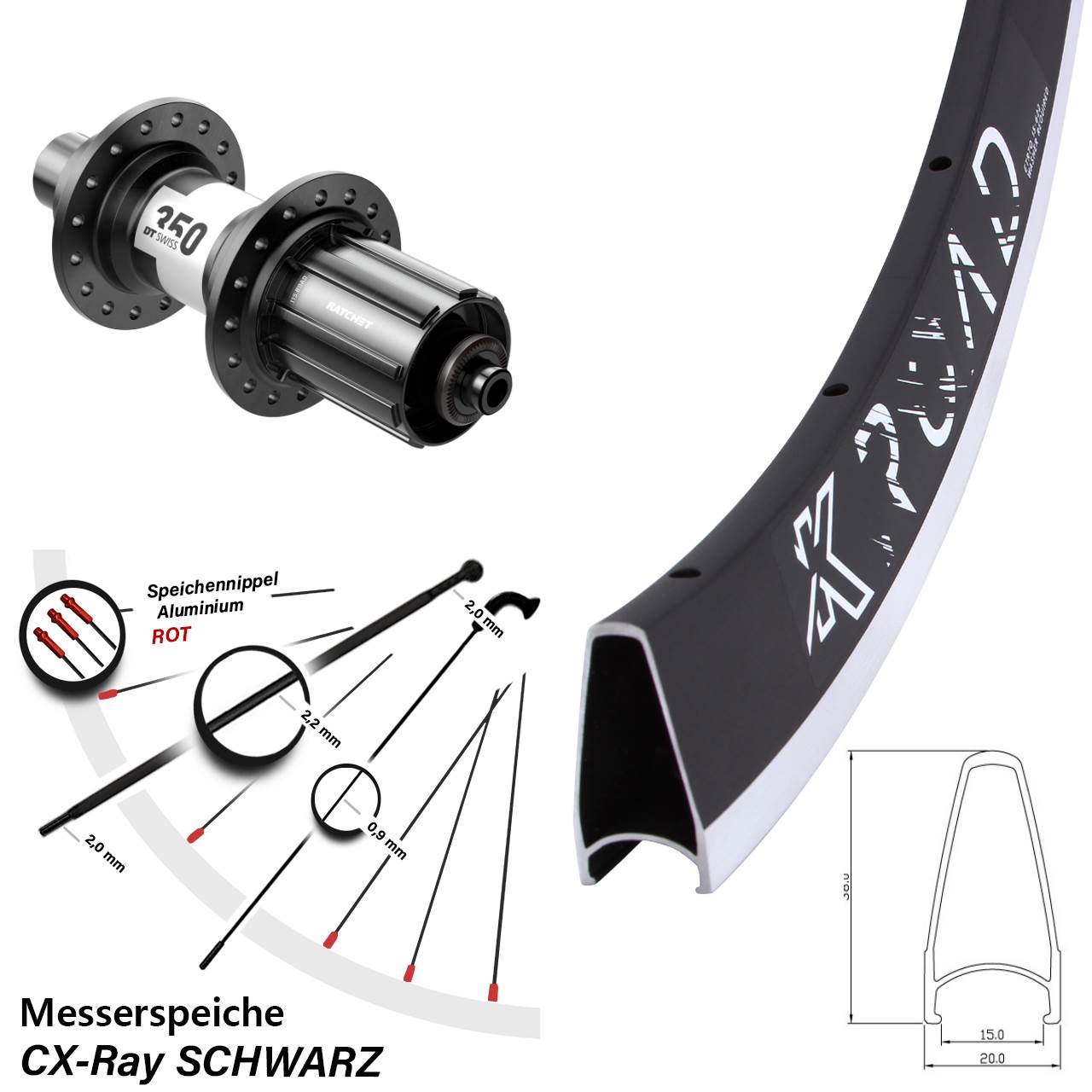 DT Swiss 350 KX Road Hinterrad 28 Zoll 5x130 CX Ray Shimano 11-12 fach