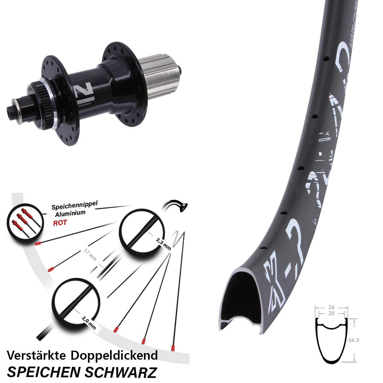 28-29 Zoll KX-R Road Novatec D042 Disc Hinterrad für Schnellspanner 8-12 fach