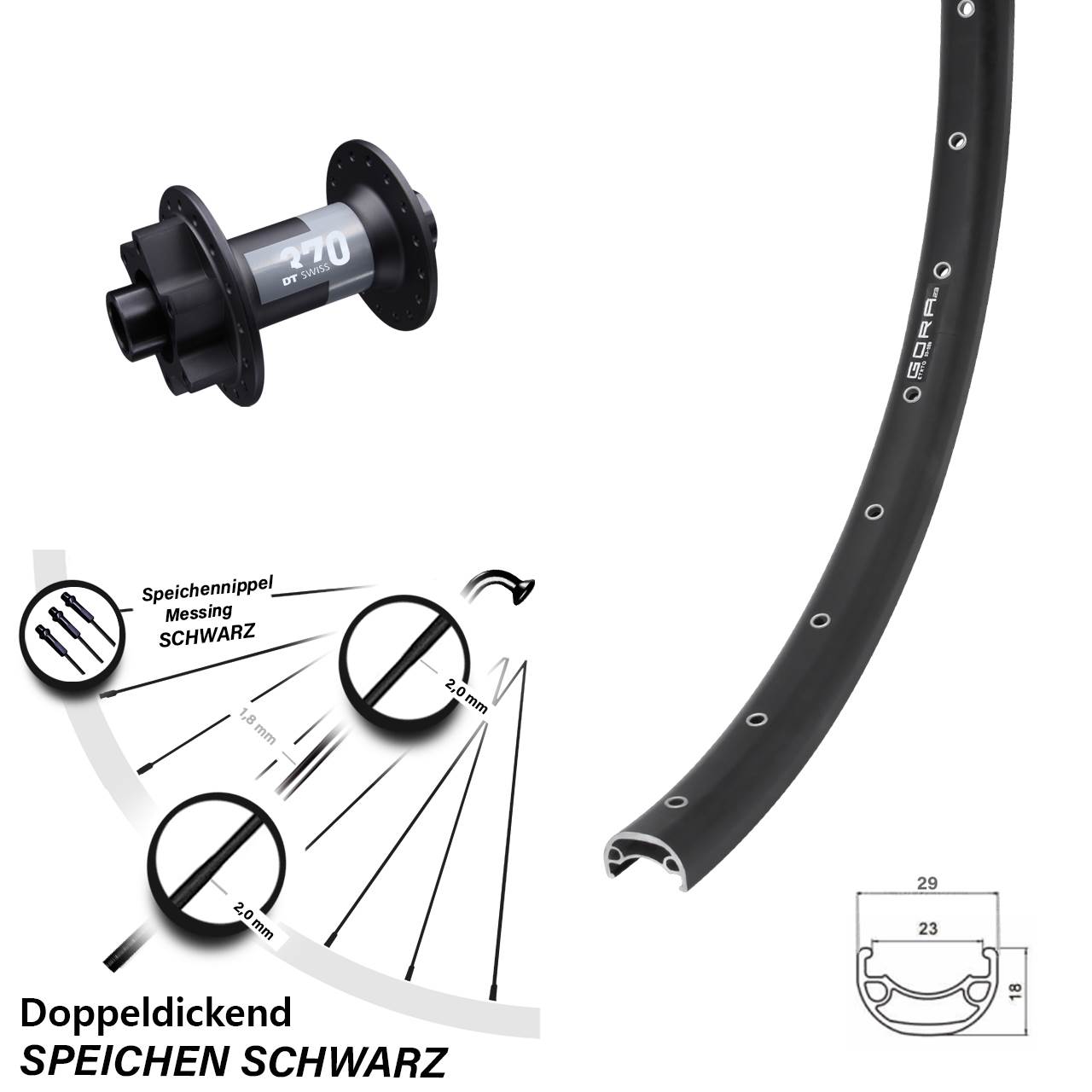 Vorderrad 6-Loch 28-29 Zoll Gora 23 DT Swiss 370 15x100