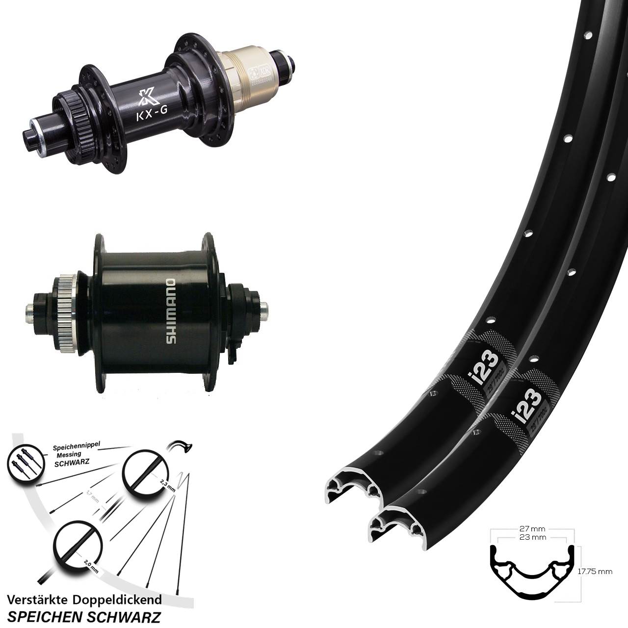 Disc Laufradsatz 28-29 Zoll WTB i23 KX-G Shimano DH-UR700-3D XDR 11-12 fach QR