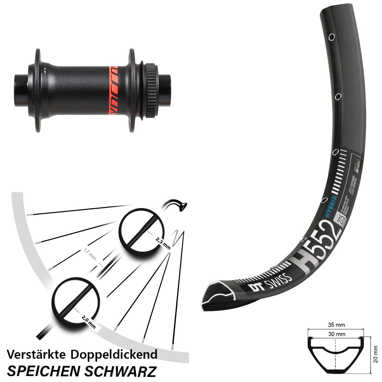 DT Swiss H552 Formula 27,5 Zoll Disc Laufrad 15x110 Boost