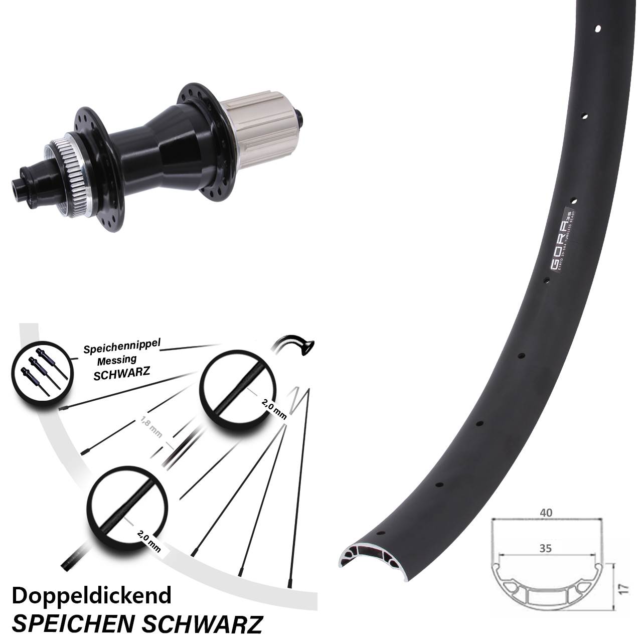 Hinterrad 27,5 Zoll Gora 35 Novatec 8-12 fach