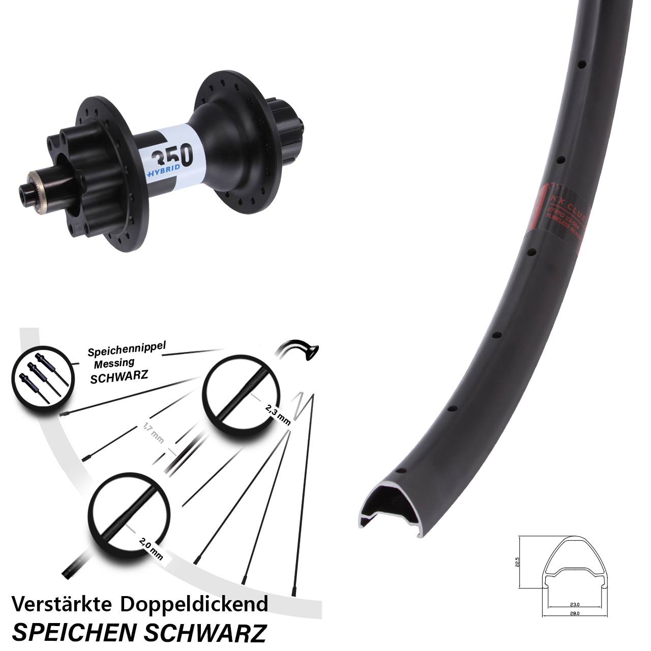 29 Zoll Hinterrad KX Clue DT Swiss 350 Hybrid 6-Loch 5/135 Singlespeed