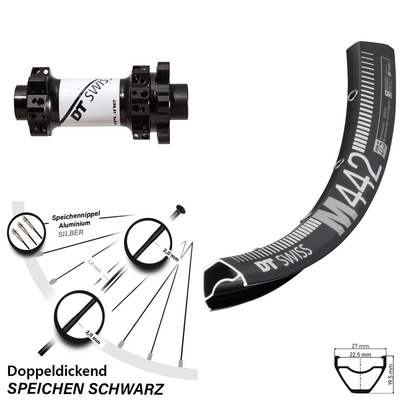 6-Loch Vorderrad 28 Zoll M442 DT Swiss X1900 15x100