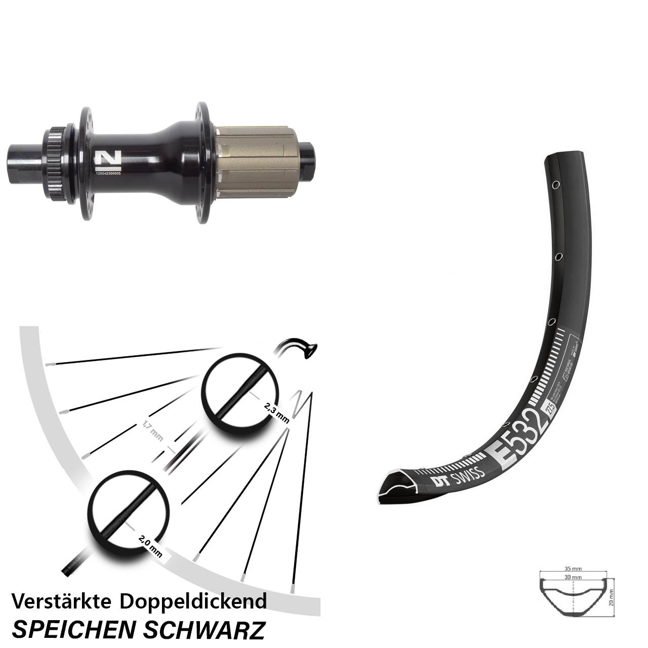 29 Zoll DT Swiss E 532 Novatec D792 Disc Hinterrad 12x142 8-12 fach HG