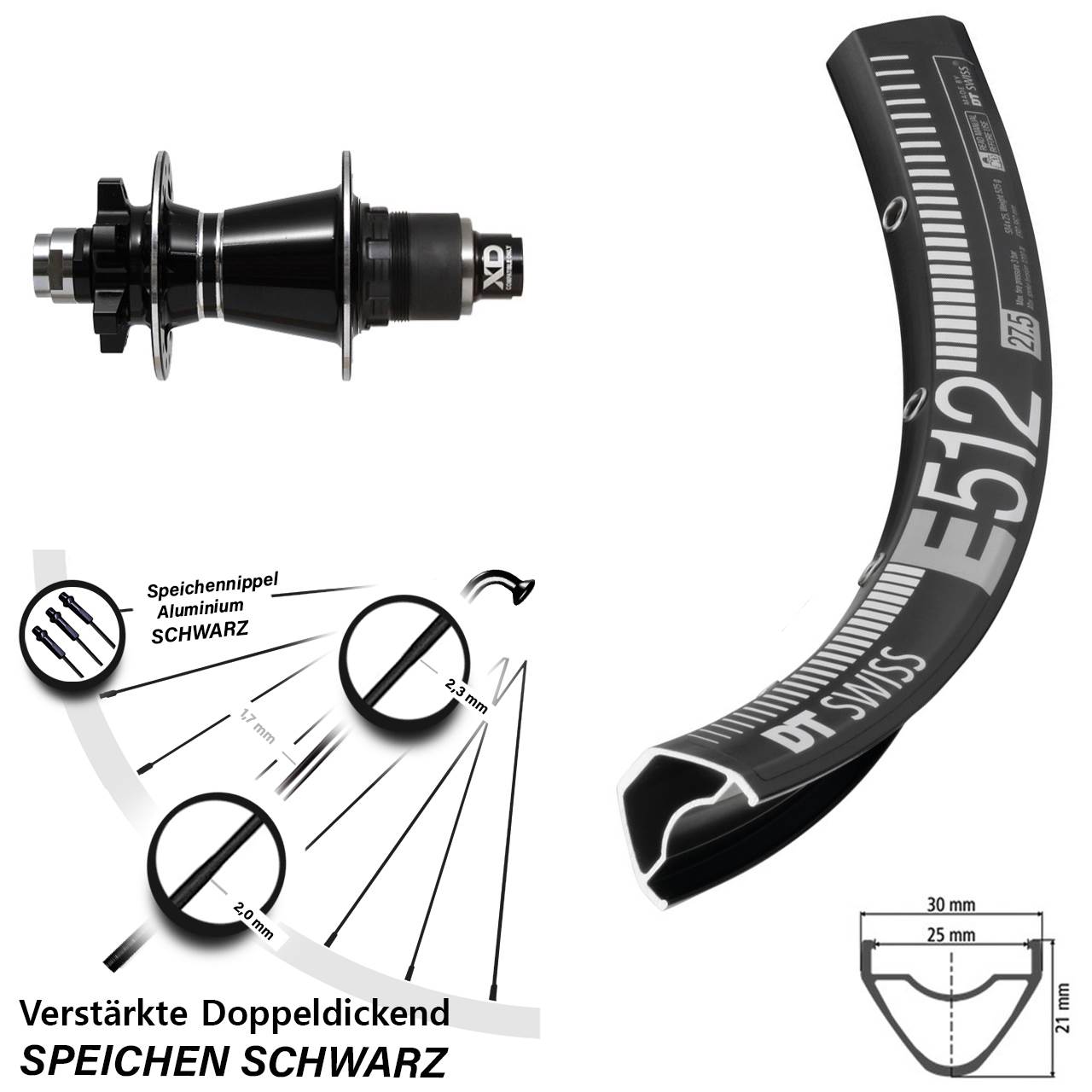 6-Loch Hinterrad 29 Zoll DT Swiss E512 Formula GDC SRAM XD 12x142