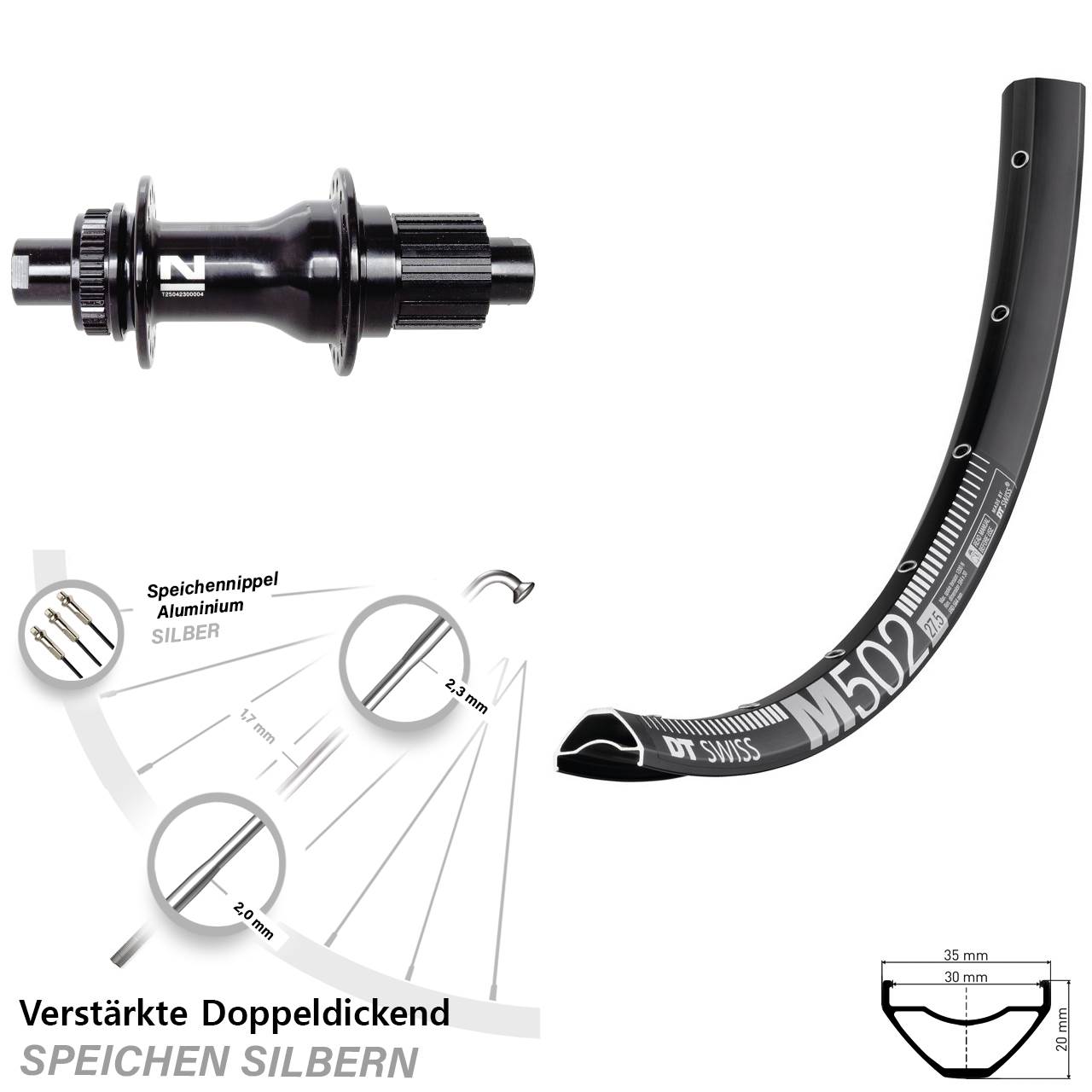 DT Swiss M 502 Novatec D792 29 Zoll Hinterrad Centerlock 12x142 Micro Spline