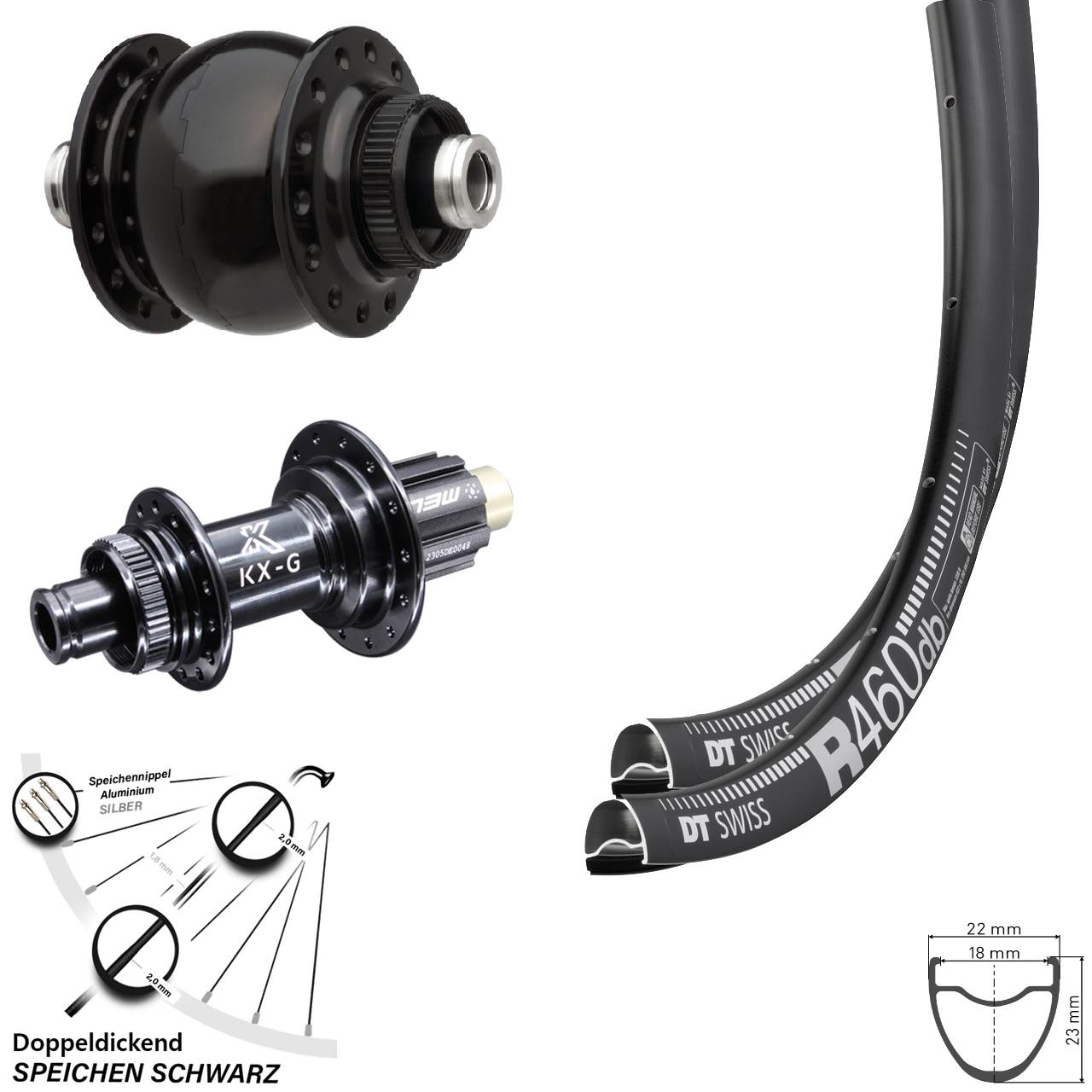 Disc Laufradsatz 28 Zoll DT Swiss R460 KX-G Steckachse SONdelux Campa N3W 12x100/142