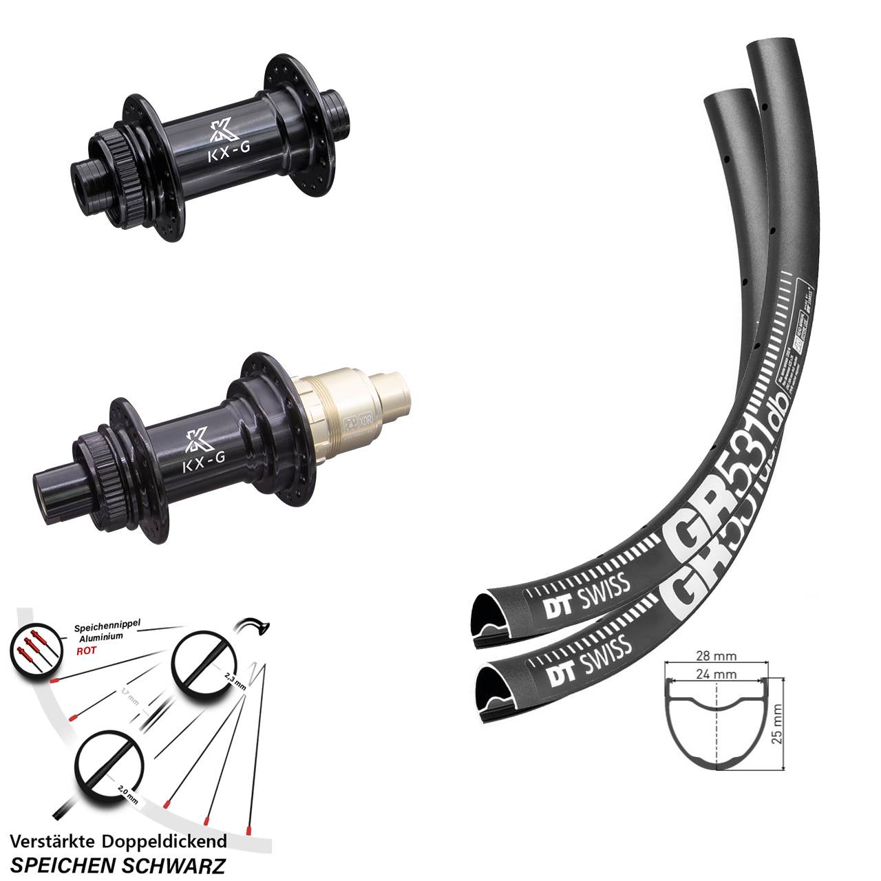 DT Swiss GR 531 KX-G 28-29 Zoll Laufradsatz Centerlock 15x100 12x142 XDR 11-12 fach