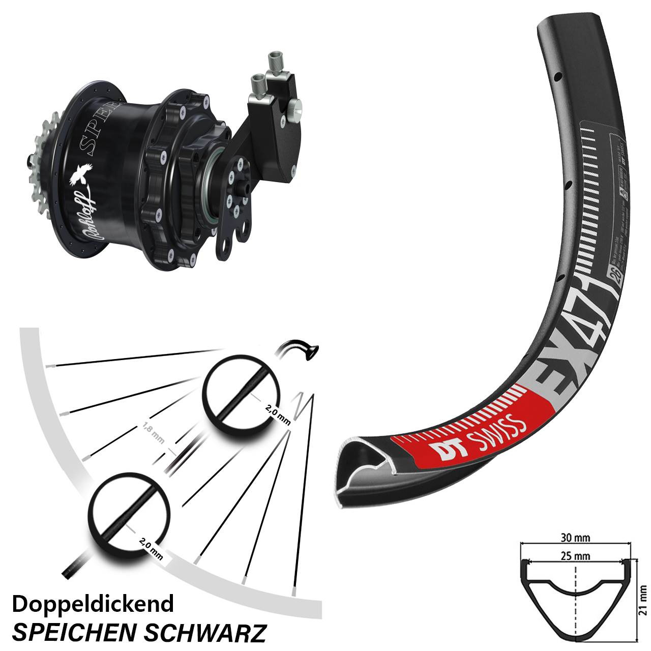 Disc Hinterrrad 26 Zoll DT Swiss EX471 Rohloff Speedhub 500/14 CC DB