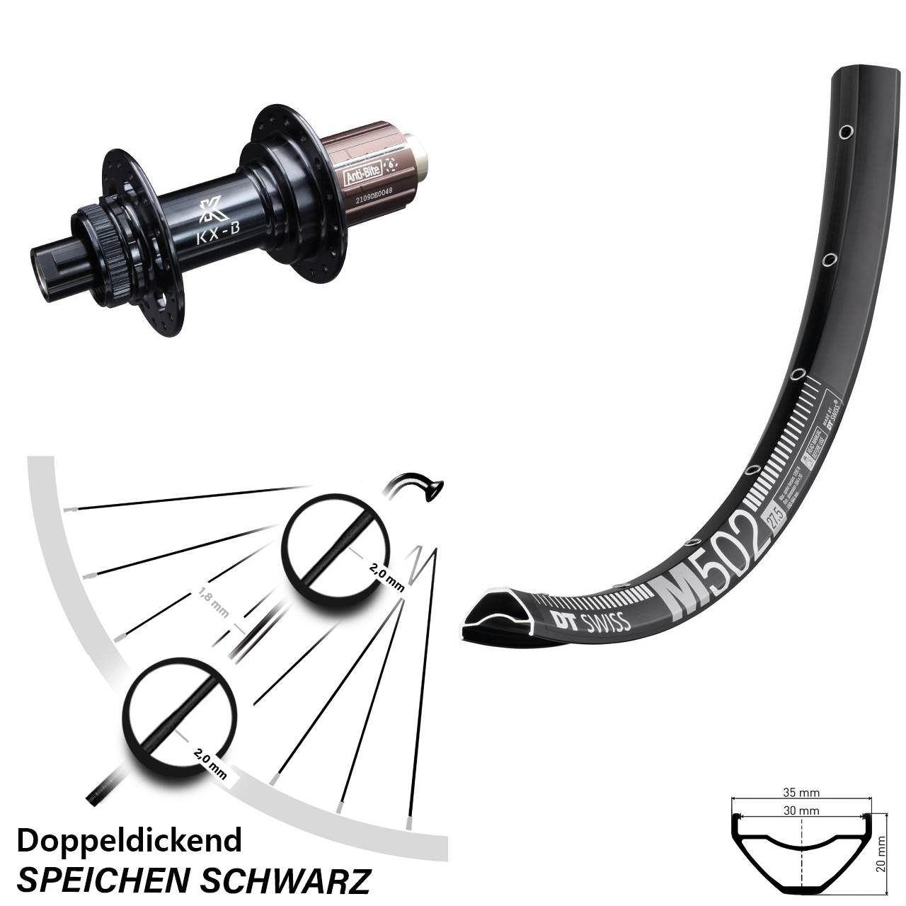 Disc Laufrad 29 Zoll DT Swiss M502 KX-B 8-12 fach 12x148