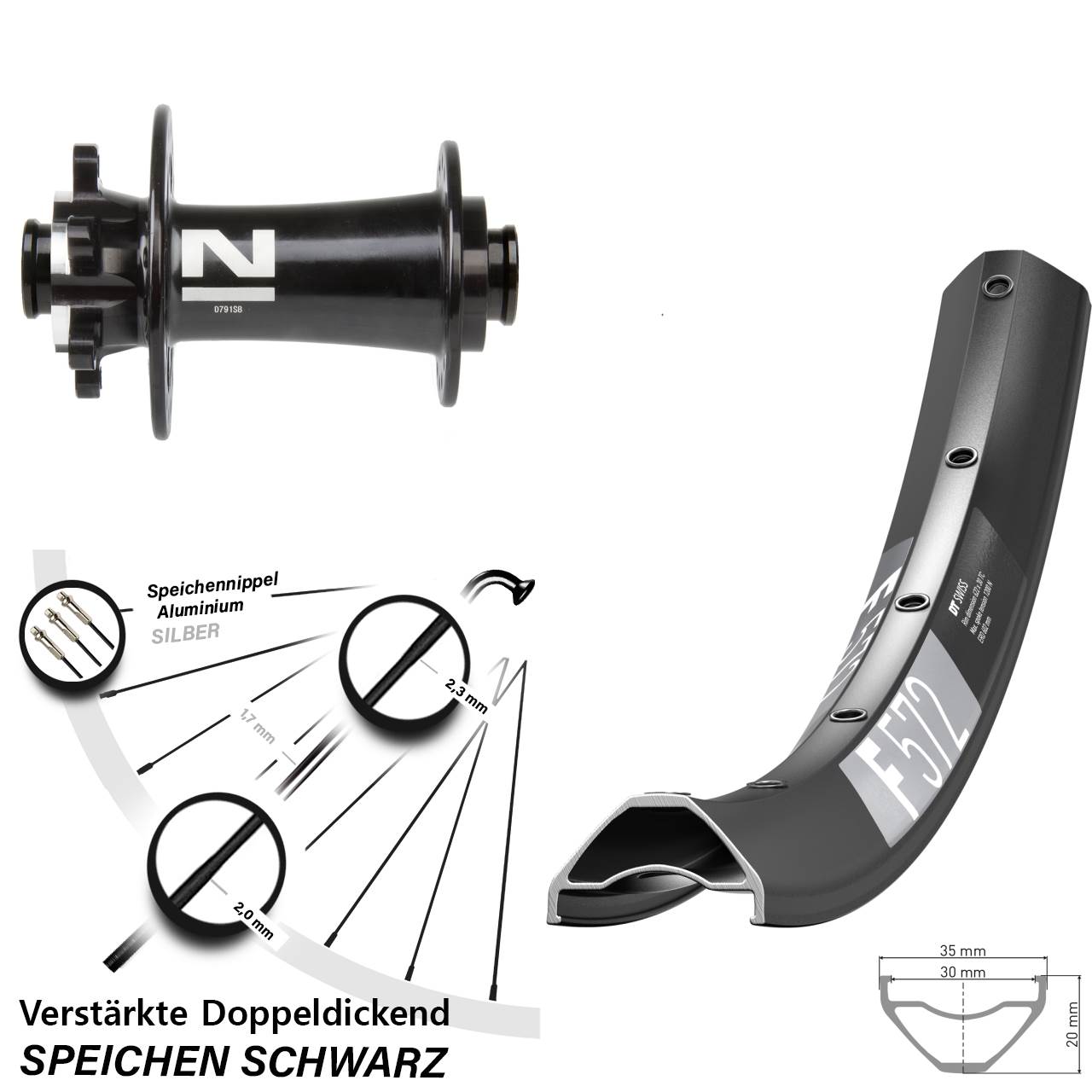 6-Loch Vorderrad 650B DT Swiss F 572 Novatec D791 15x100