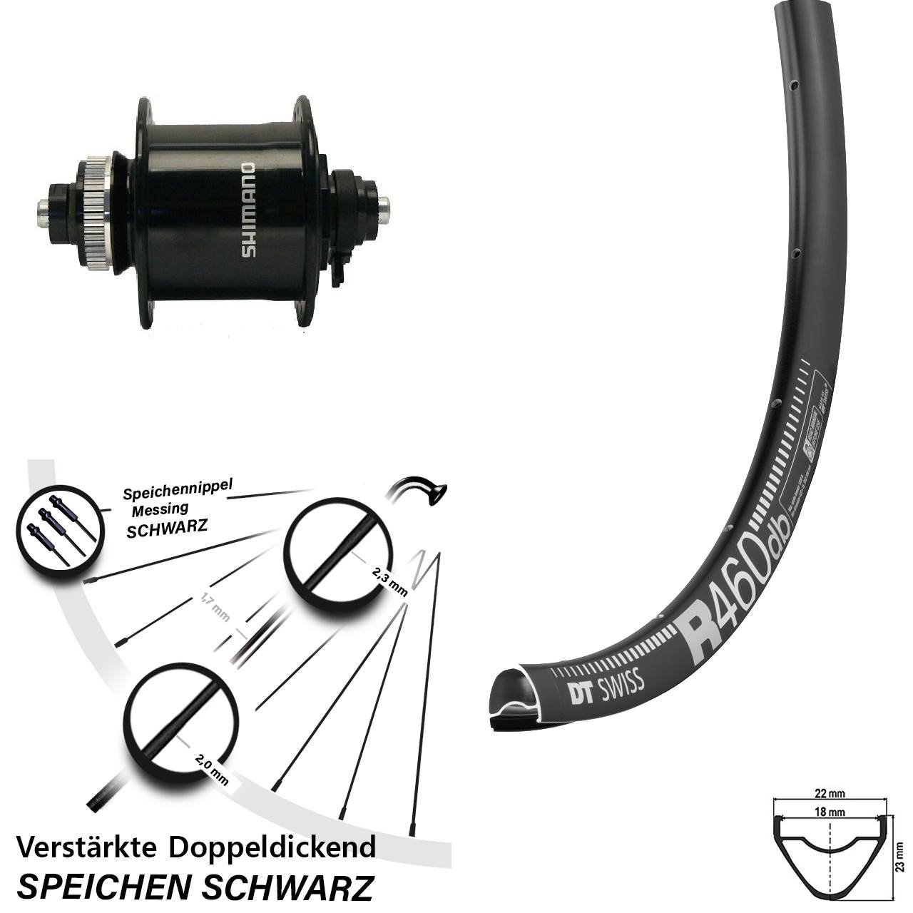 Vorderrad 28 Zoll DT Swiss R 460 DB Shimano DH-UR700-3D